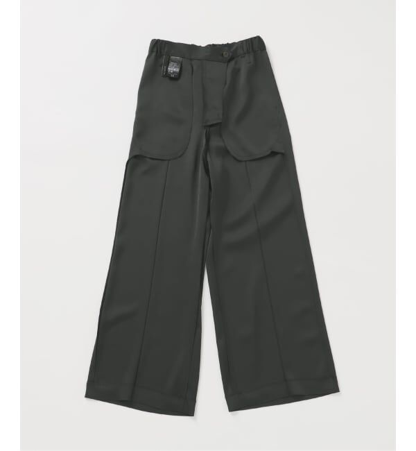 NOBLE「《追加》【洗える】ルナサテンベルテッドパンツ」|スラックス|