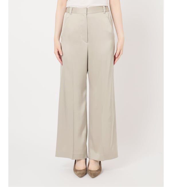 NOBLE「《追加》【洗える】ルナサテンベルテッドパンツ」|スラックス|