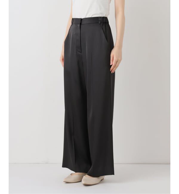 NOBLE「《追加》【洗える】ルナサテンベルテッドパンツ」|スラックス|