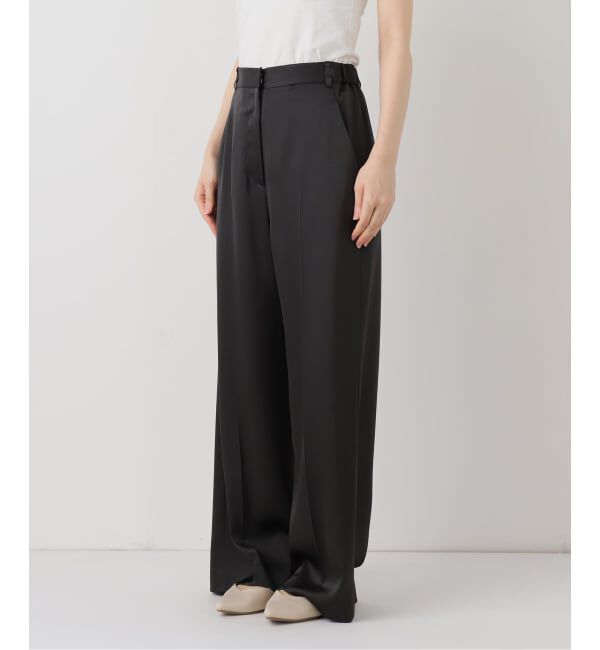 NOBLE「《追加》【洗える】ルナサテンベルテッドパンツ」|スラックス|