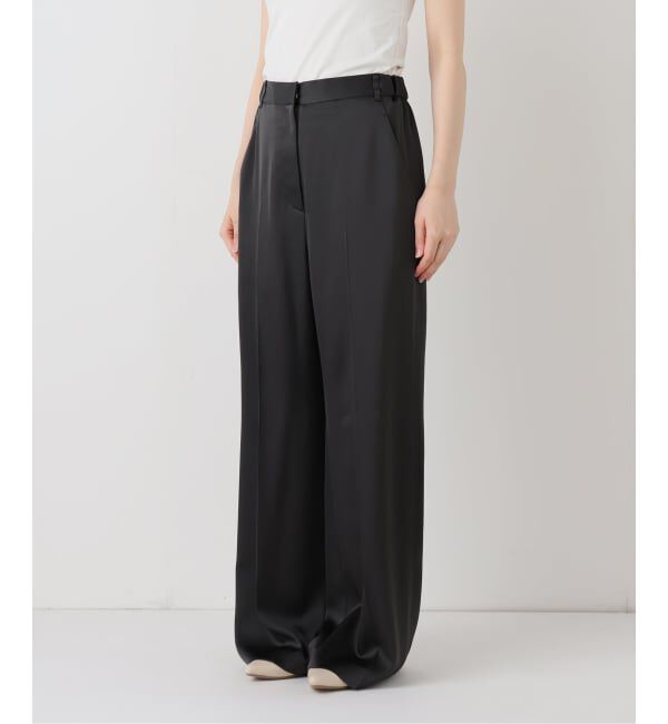 NOBLE「《追加》【洗える】ルナサテンベルテッドパンツ」|スラックス|