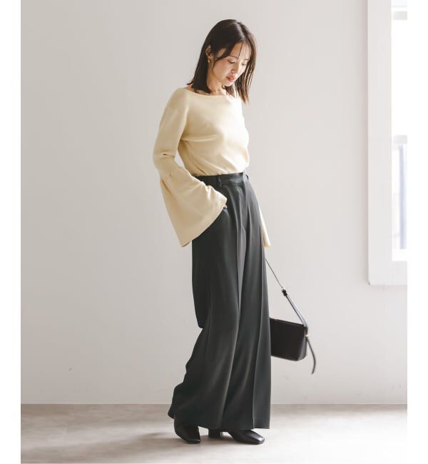 NOBLE「《追加》【洗える】ルナサテンベルテッドパンツ」|スラックス|