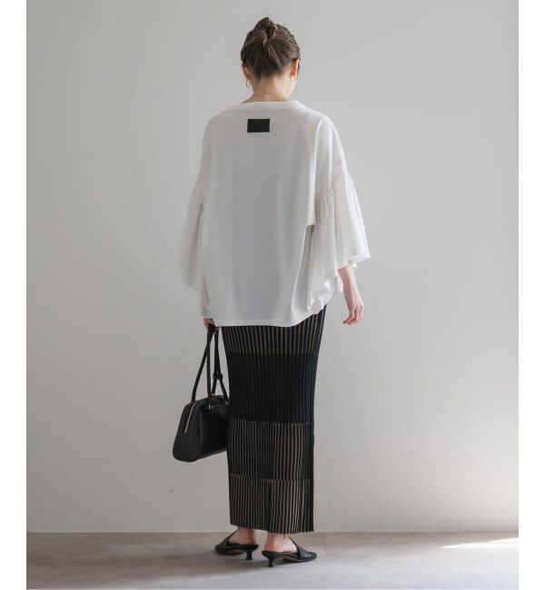 NOBLE「《追加》【洗える】ランダムバイカラーリブニットスカート」|スカート|