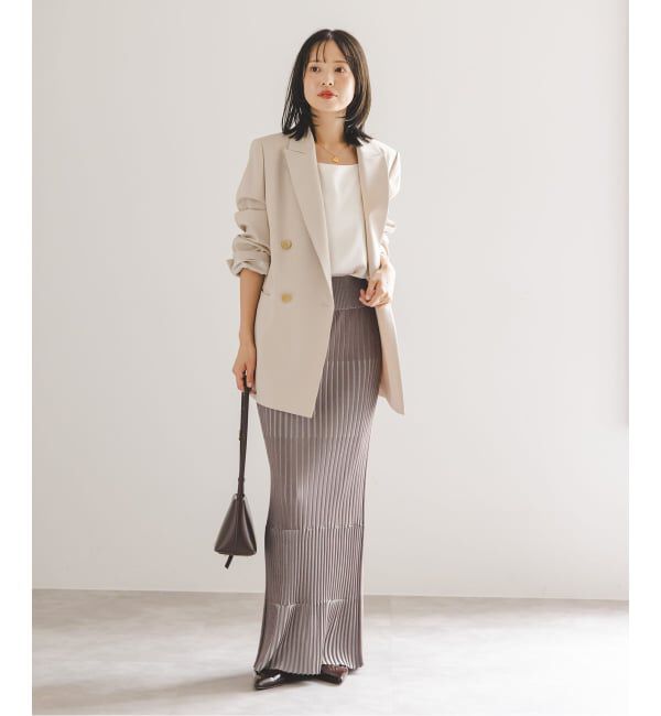 NOBLE「《追加》【洗える】ランダムバイカラーリブニットスカート」|スカート|