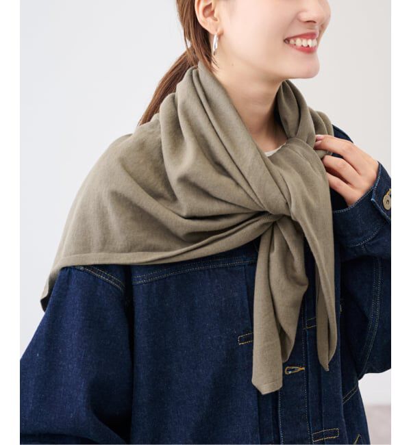 FRAMeWORK「THROW/スロー コットンカシミヤスクエアショール」|ストール|カーキ