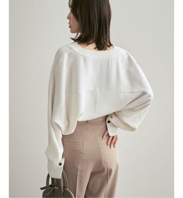 NOBLE「《追加・WEB限定カラー》エステルダブルクロスカーデブラウス」|シャツ・ブラウス|