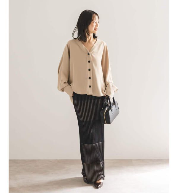 NOBLE「《追加・WEB限定カラー》エステルダブルクロスカーデブラウス」|シャツ・ブラウス|