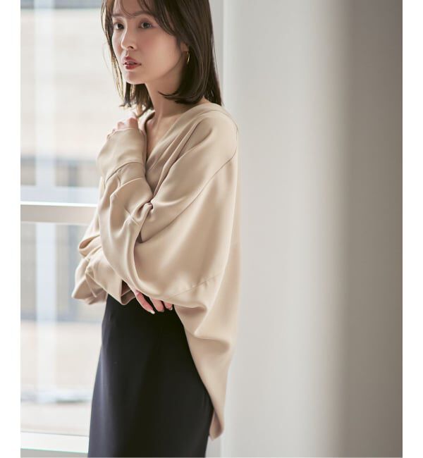 NOBLE「《追加・WEB限定カラー》エステルダブルクロスカーデブラウス」|シャツ・ブラウス|