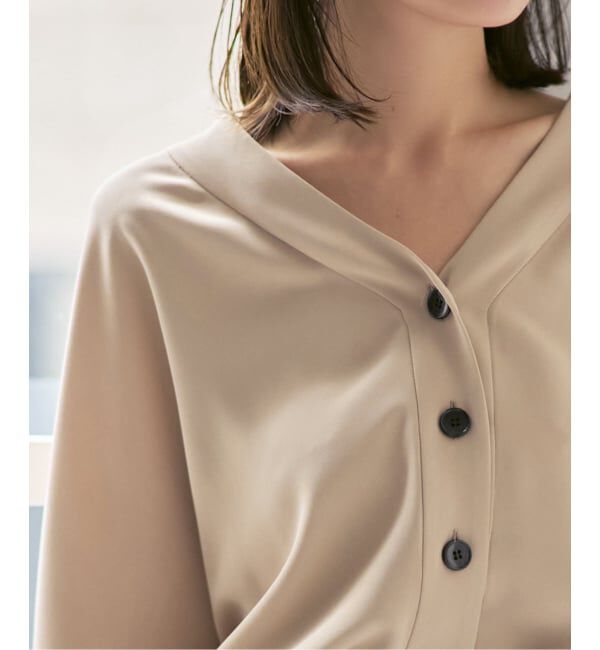 NOBLE「《追加・WEB限定カラー》エステルダブルクロスカーデブラウス」|シャツ・ブラウス|