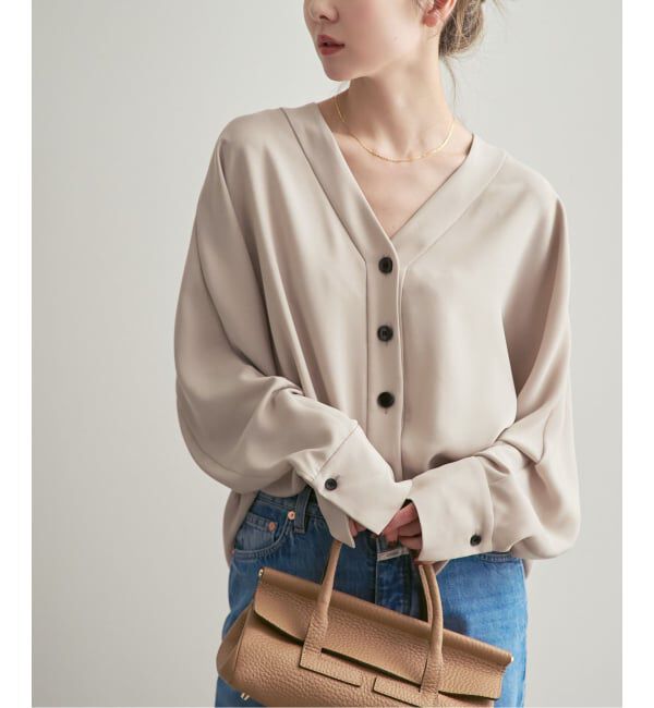 NOBLE「《追加・WEB限定カラー》エステルダブルクロスカーデブラウス」|シャツ・ブラウス|