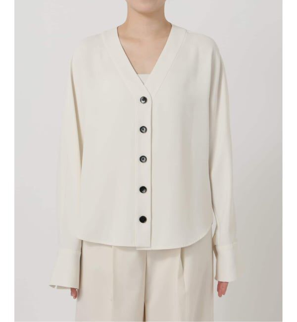 NOBLE「《追加・WEB限定カラー》エステルダブルクロスカーデブラウス」|シャツ・ブラウス|