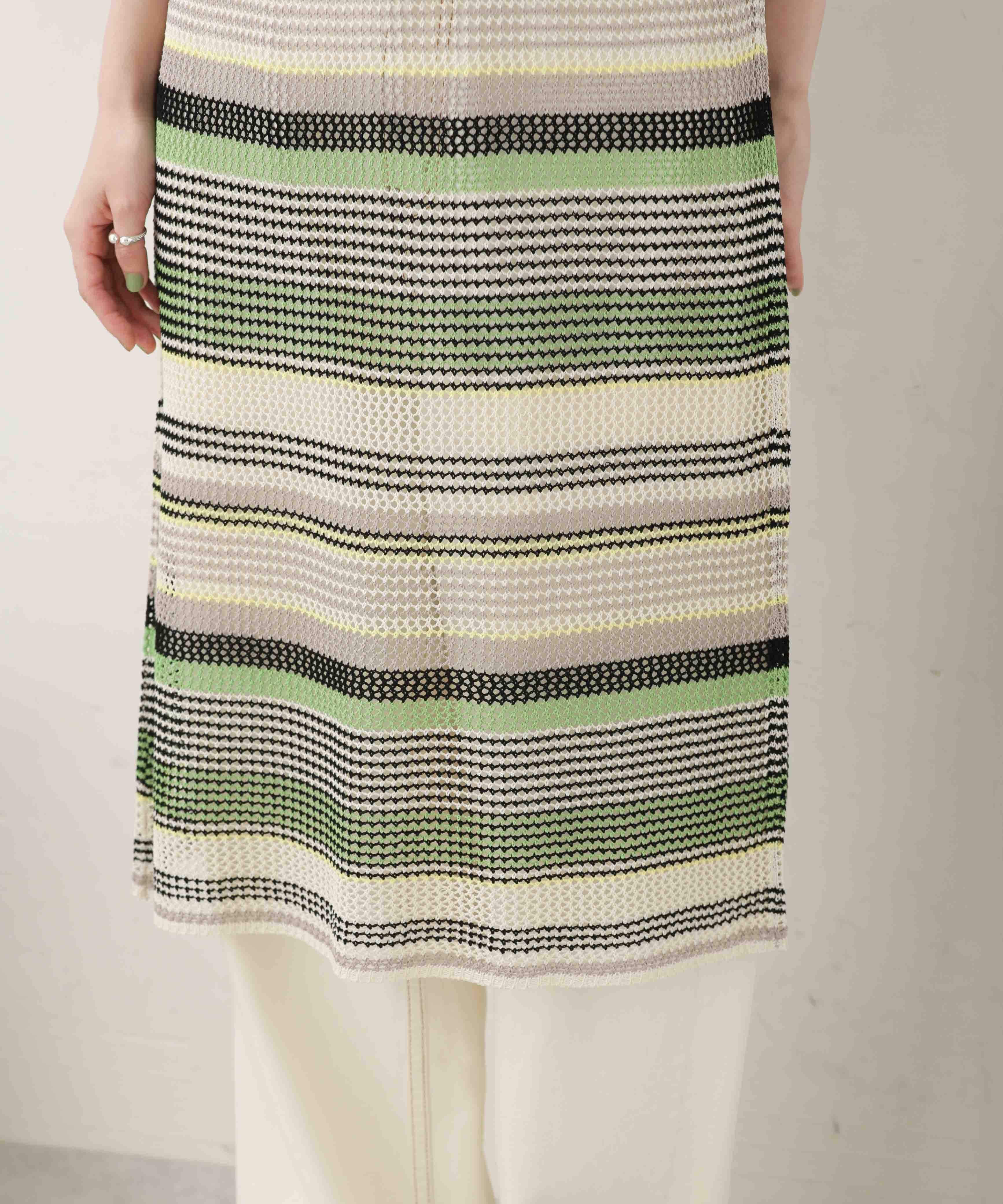 nano･universe「LB.04/前後2wayボーダーメッシュニットジレワンピース」|ニット・セーター|