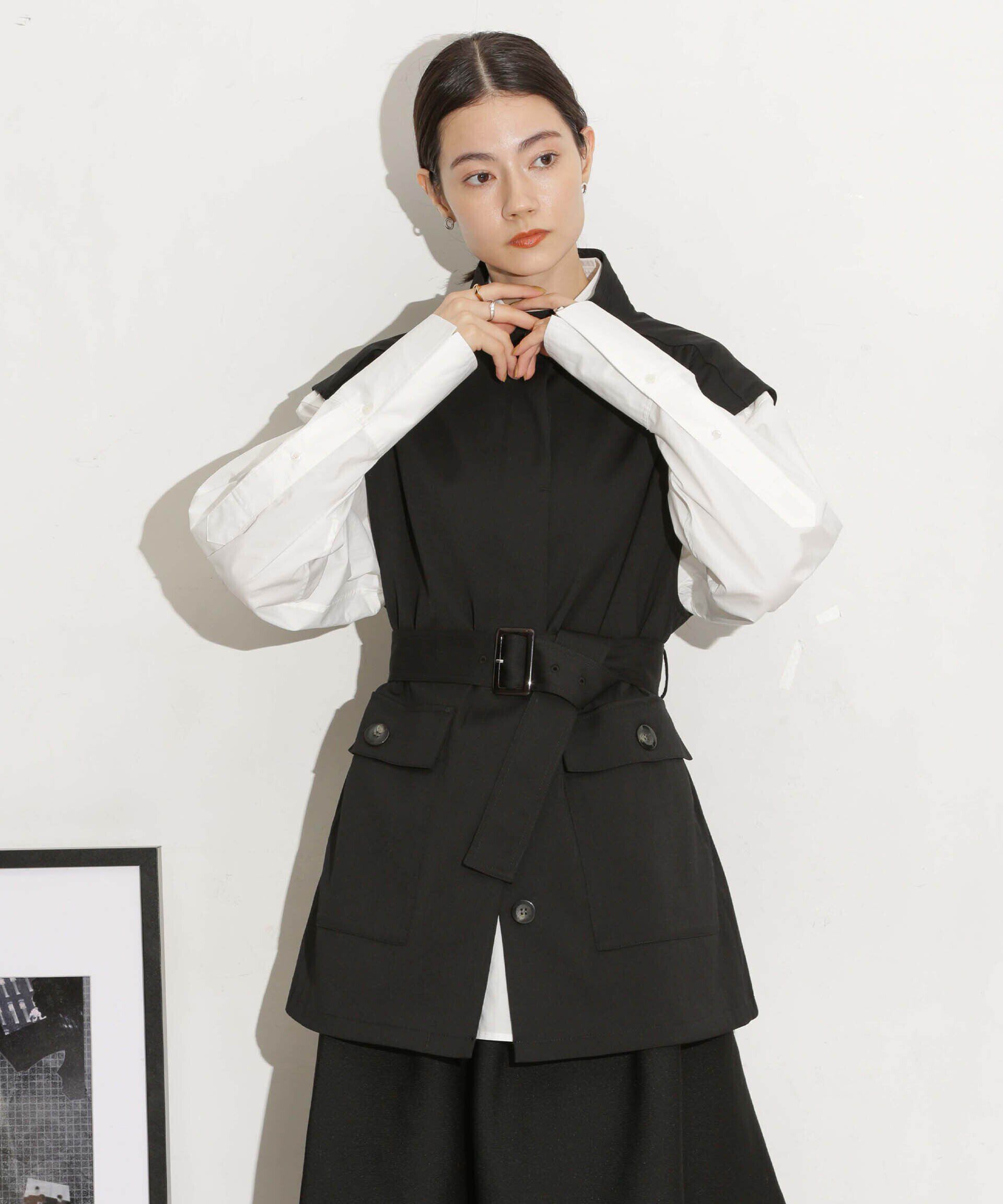 nano･universe「ベルト付きスタンドベスト」|ベスト・ジレ|