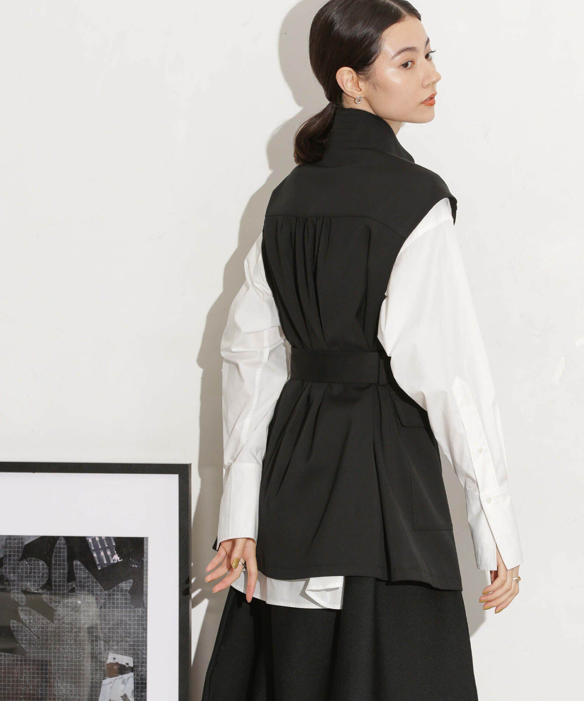 nano･universe「ベルト付きスタンドベスト」|ベスト・ジレ|