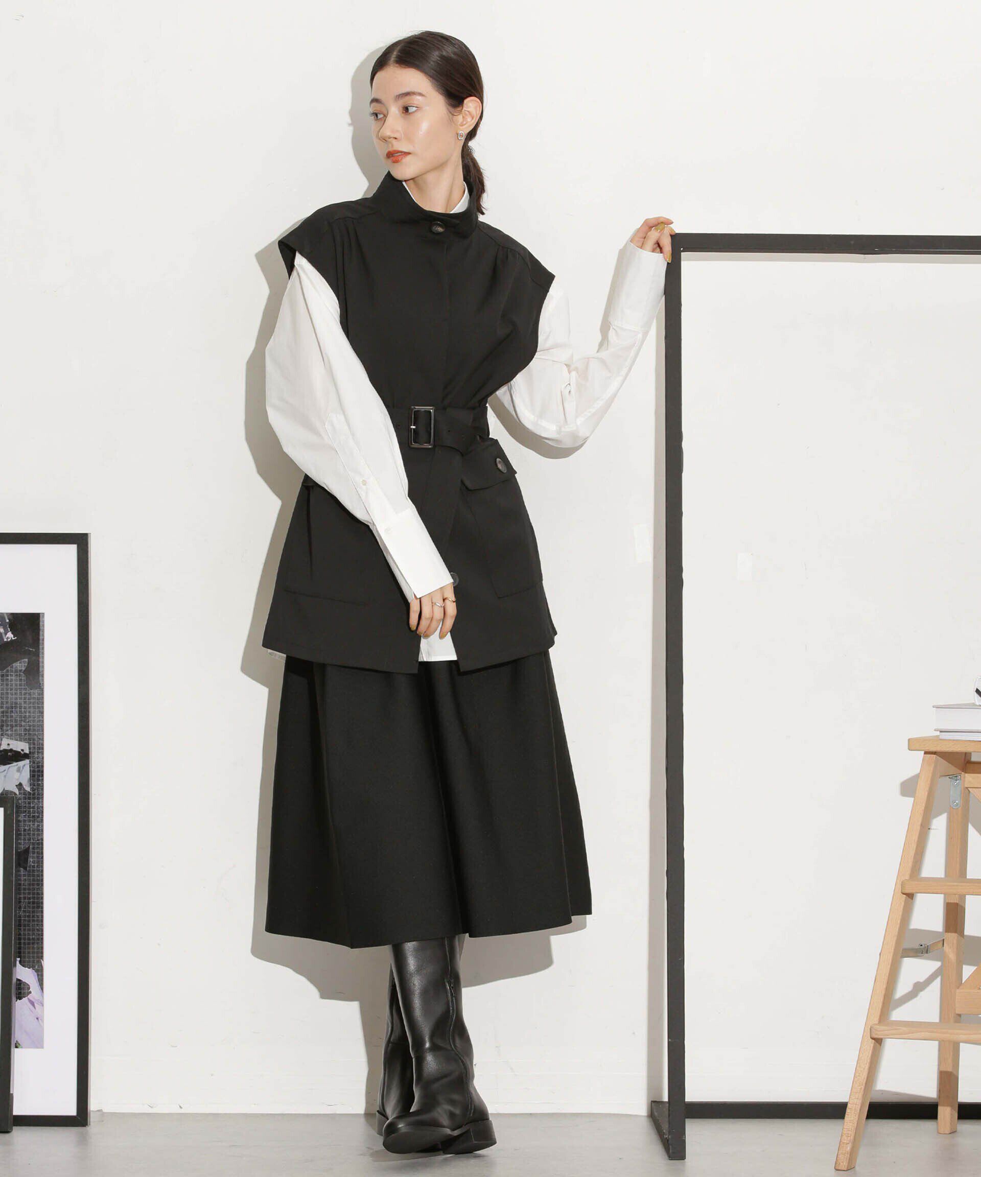 nano･universe「ベルト付きスタンドベスト」|ベスト・ジレ|