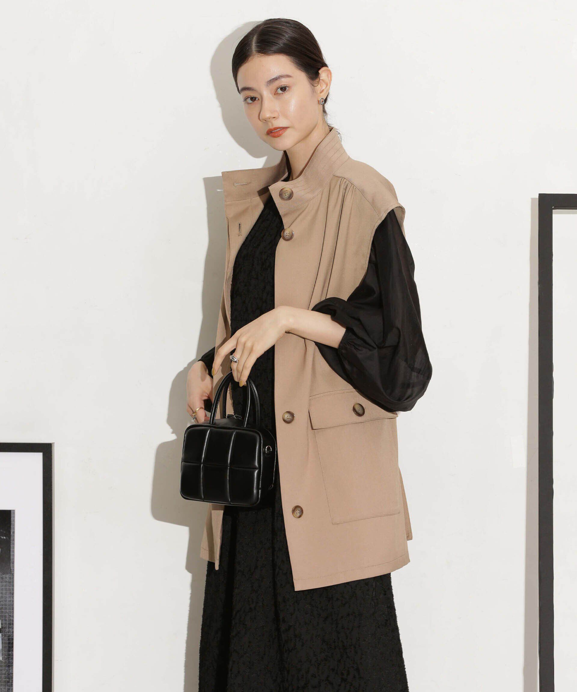 nano･universe「ベルト付きスタンドベスト」|ベスト・ジレ|