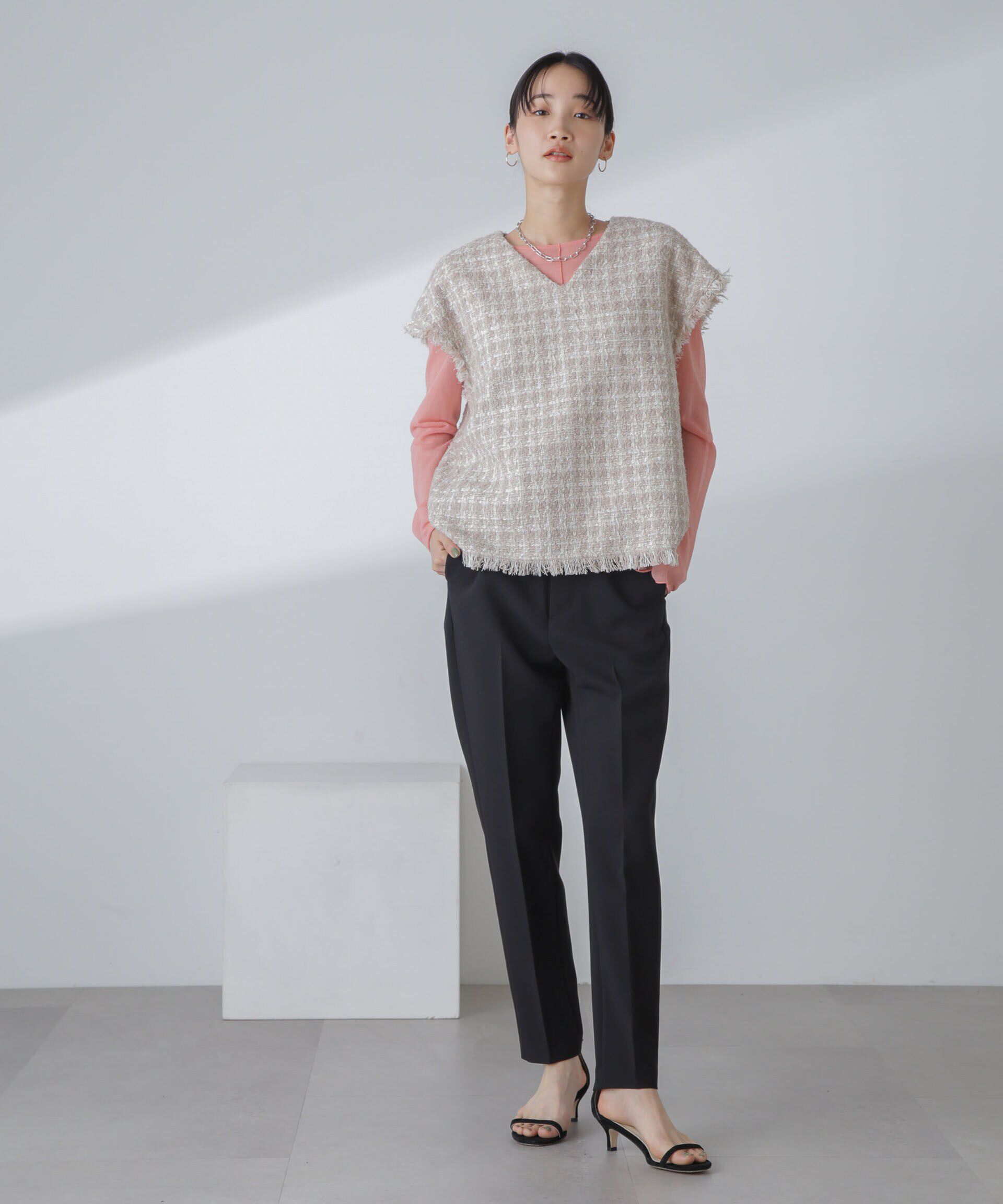 nano･universe「ラメファンシーツイード ショートジレ」|ベスト・ジレ|