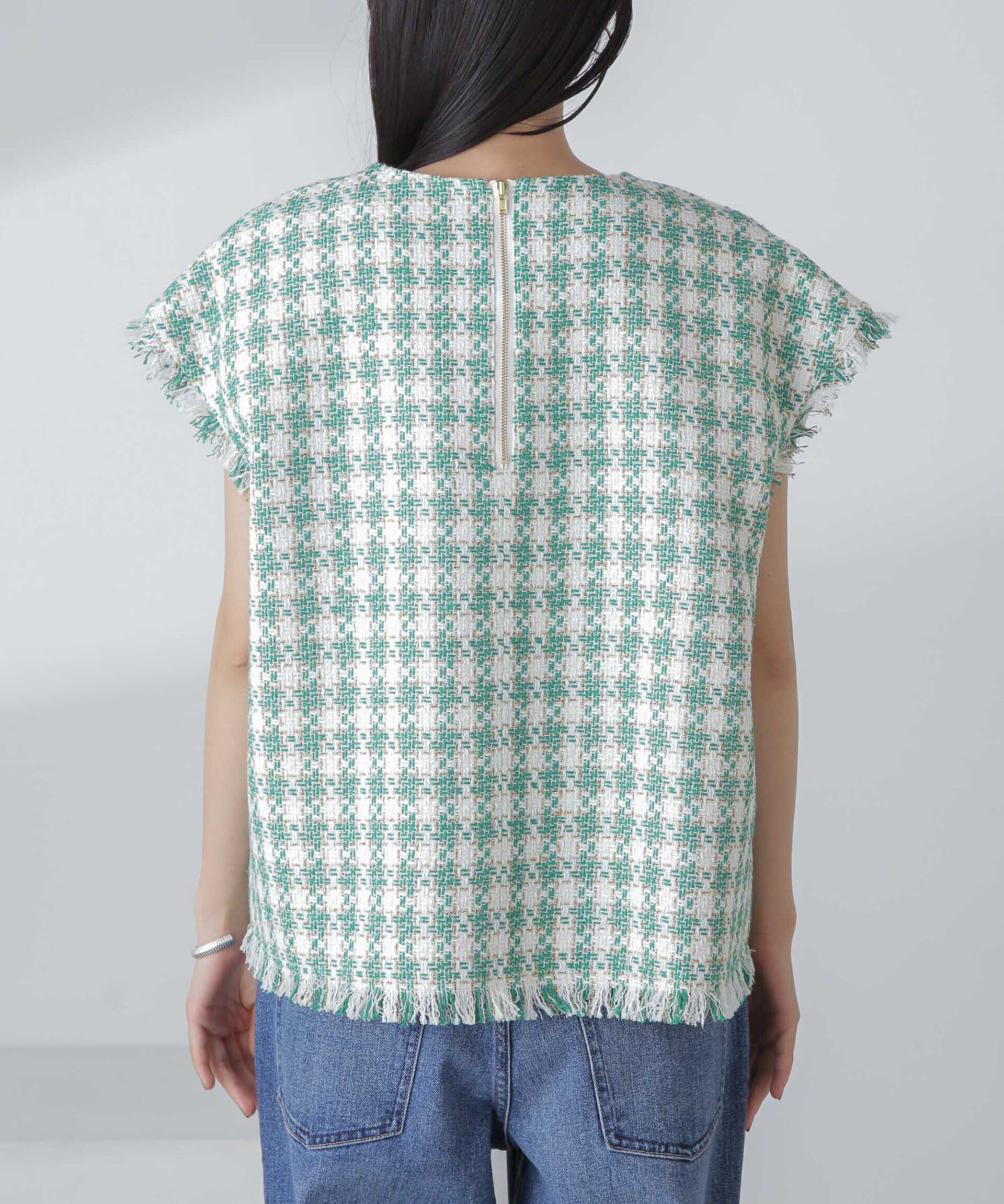 nano･universe「ラメファンシーツイード ショートジレ」|ベスト・ジレ|