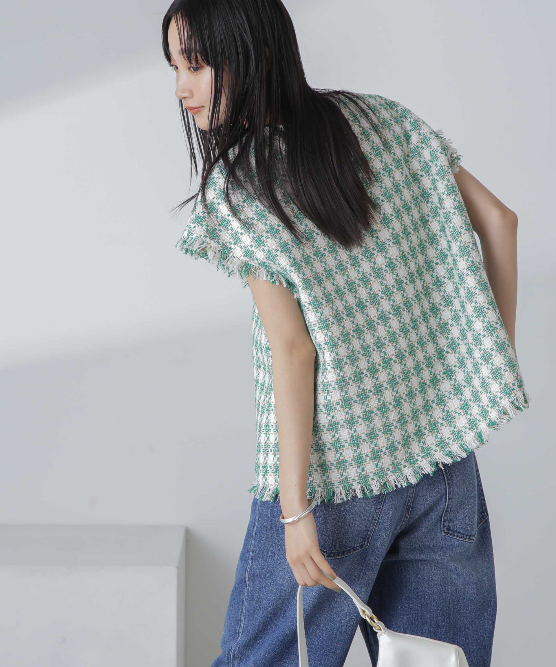 nano･universe「ラメファンシーツイード ショートジレ」|ベスト・ジレ|