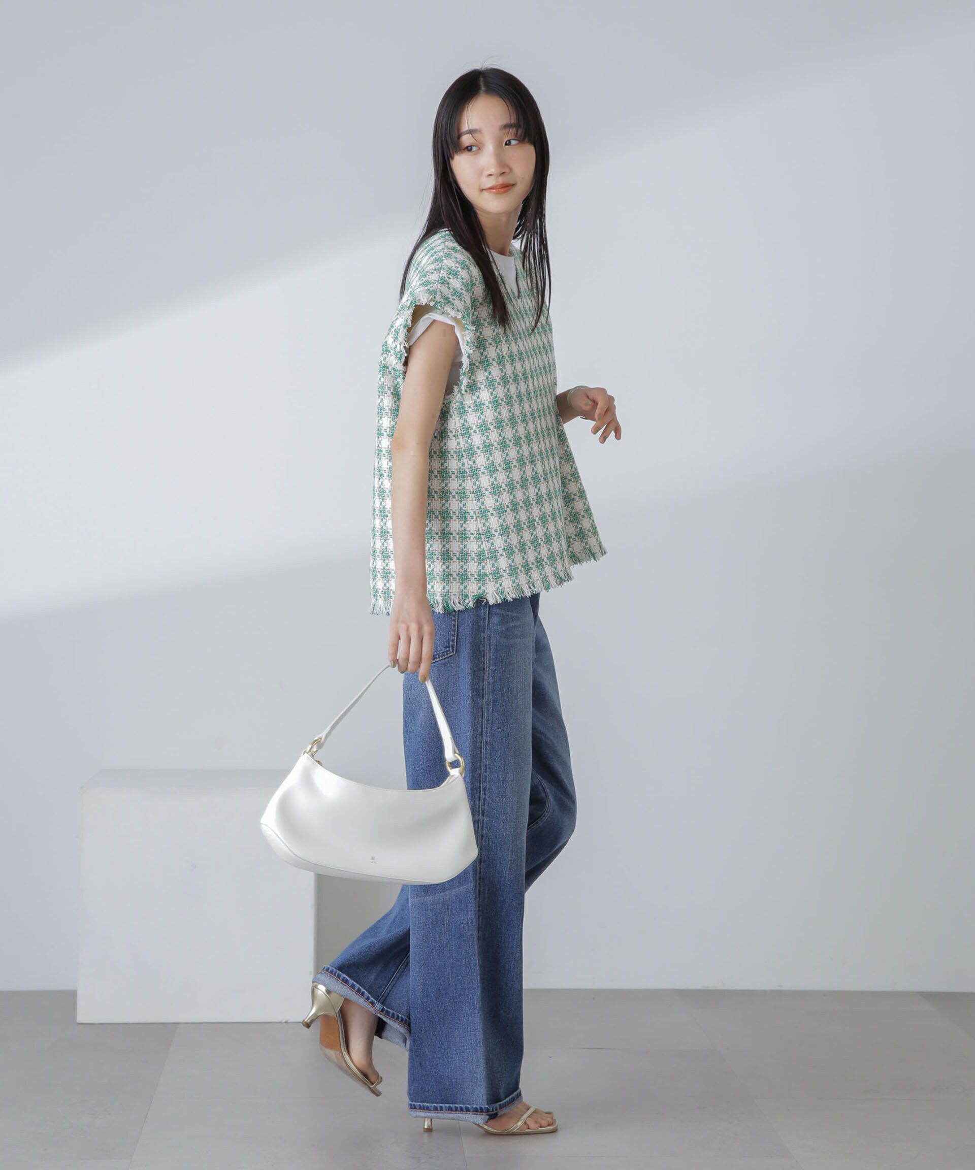 nano･universe「ラメファンシーツイード ショートジレ」|ベスト・ジレ|