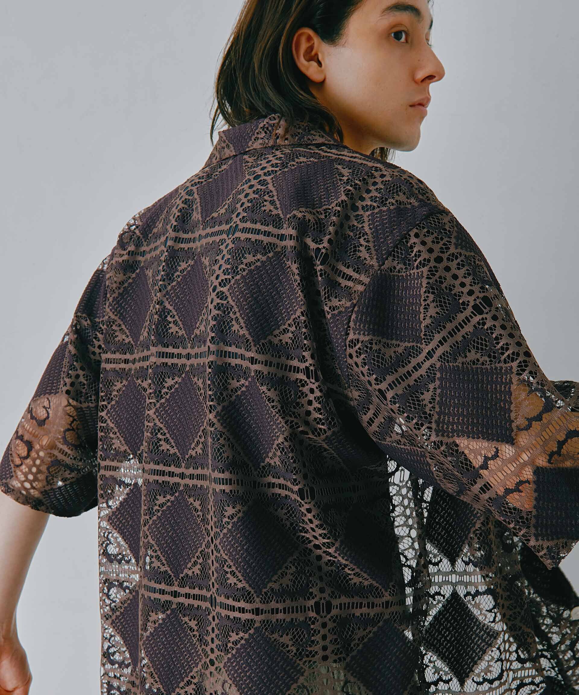 nano･universe「カットブローシェレースオープンカラーシャツ」|シャツ・ブラウス|ブラウン