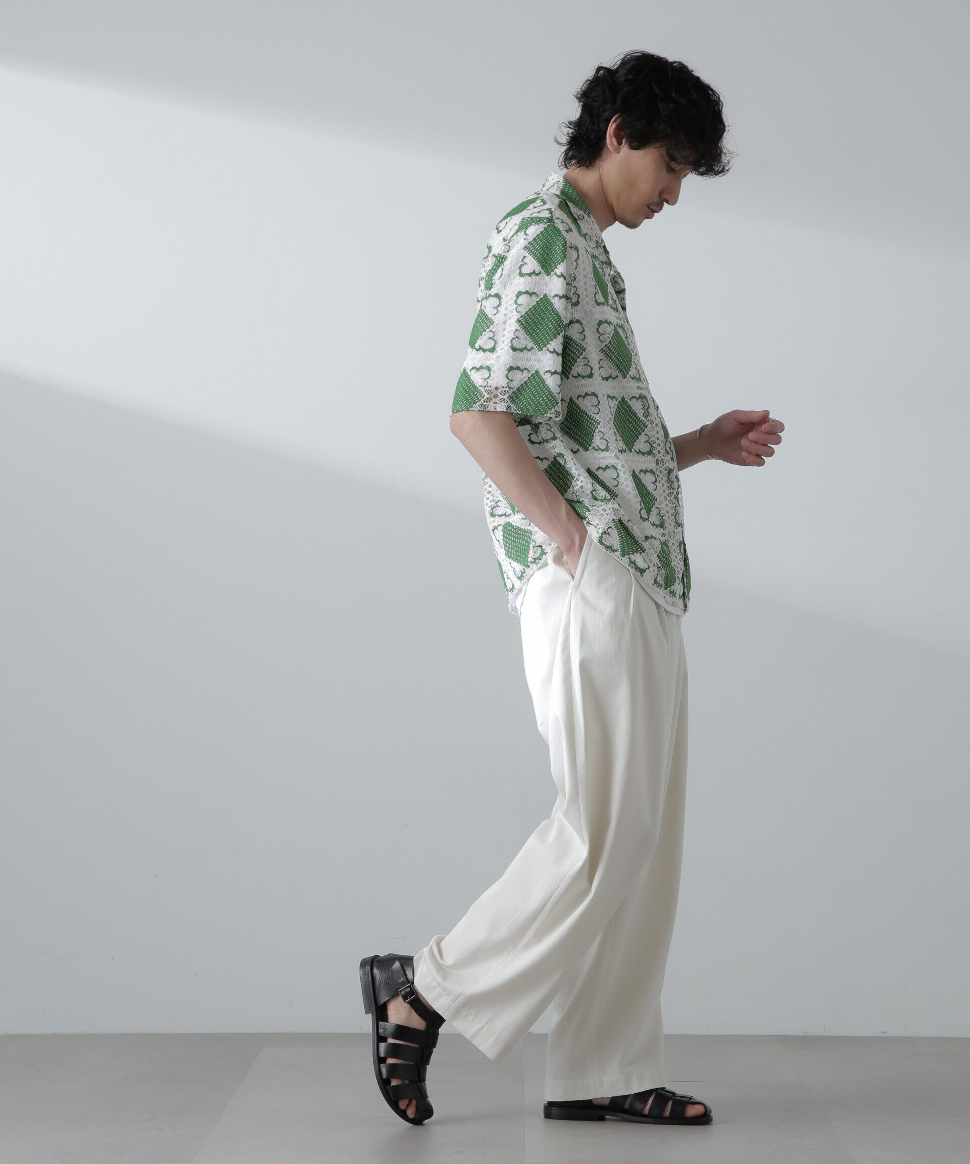 nano･universe「カットブローシェレースオープンカラーシャツ」|シャツ・ブラウス|