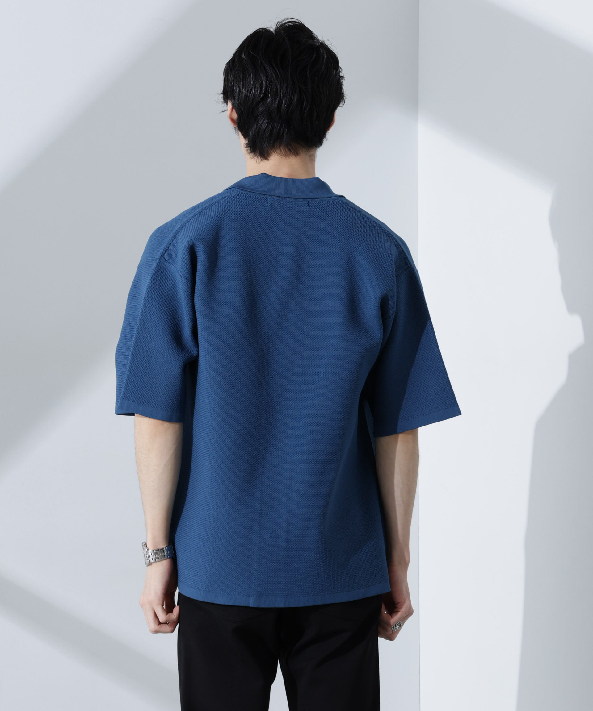 nano･universe「エアーニットレギュラーカラーシャツ 半袖」|ニット・セーター|