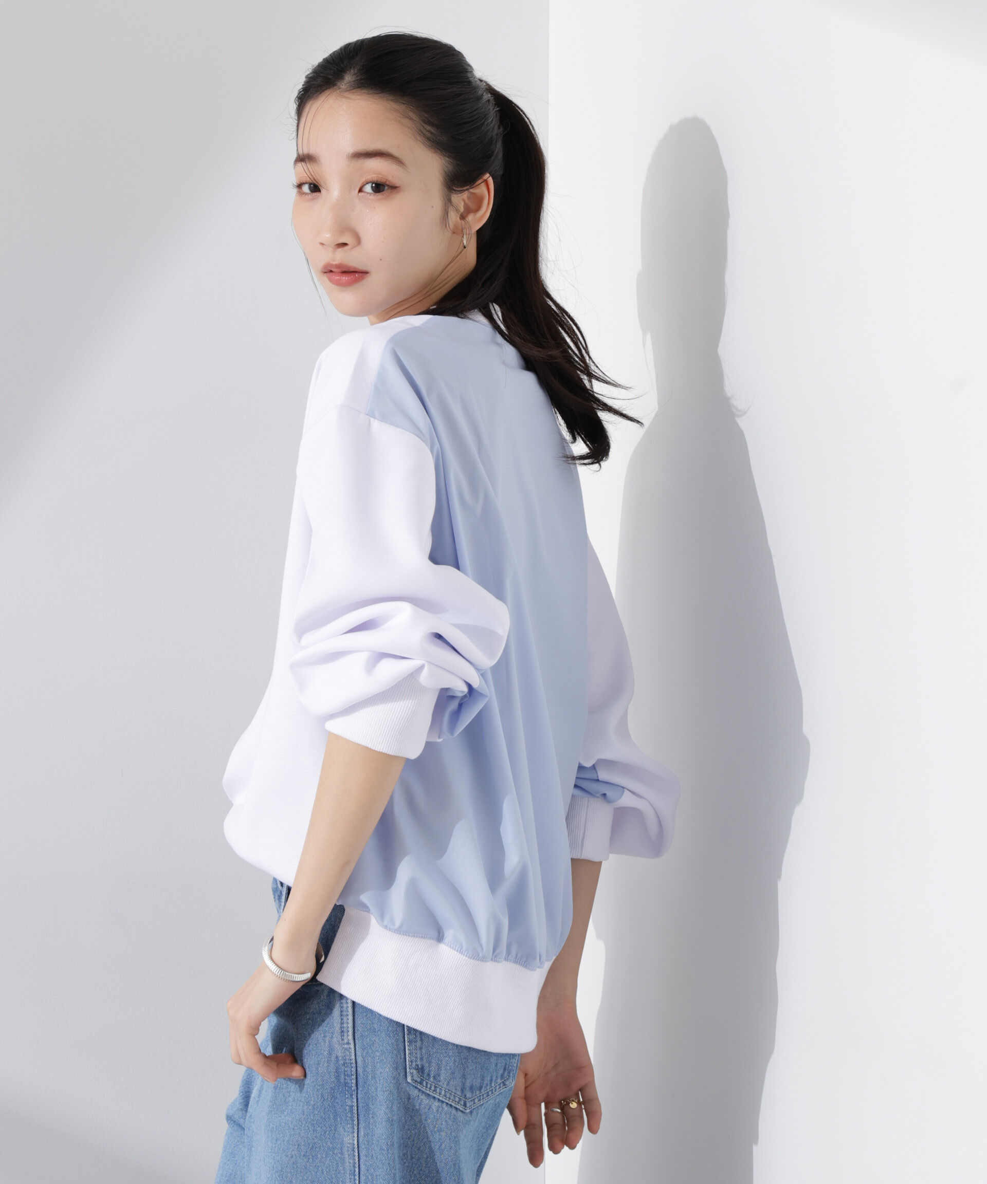 nano･universe「布帛コンビポンチカットトップス」|Tシャツ・カットソー|ホワイト