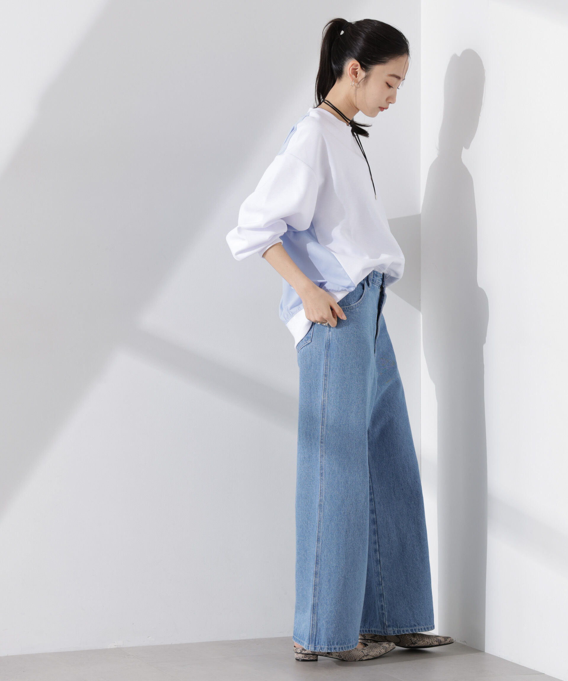 nano･universe「布帛コンビポンチカットトップス」|Tシャツ・カットソー|