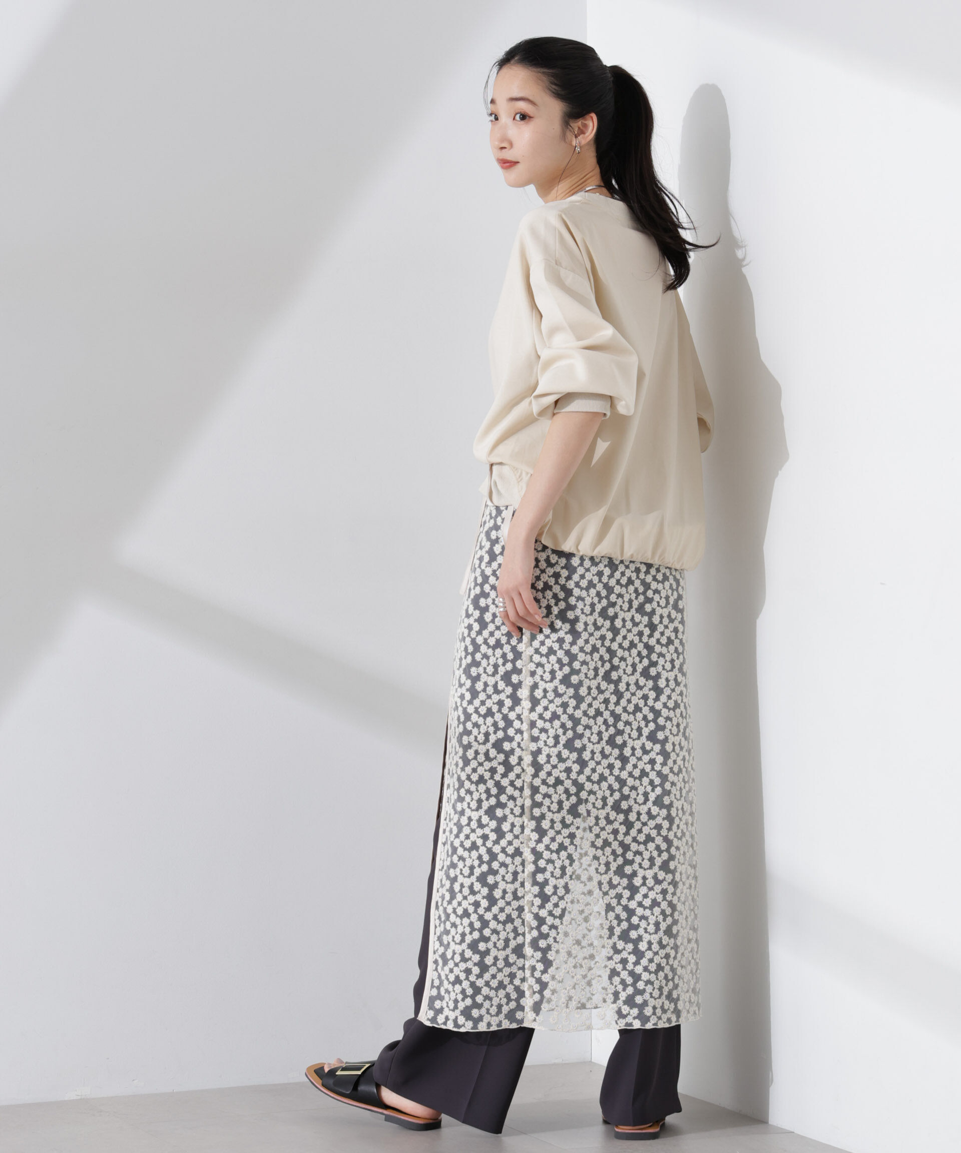 nano･universe「布帛コンビポンチカットトップス」|Tシャツ・カットソー|