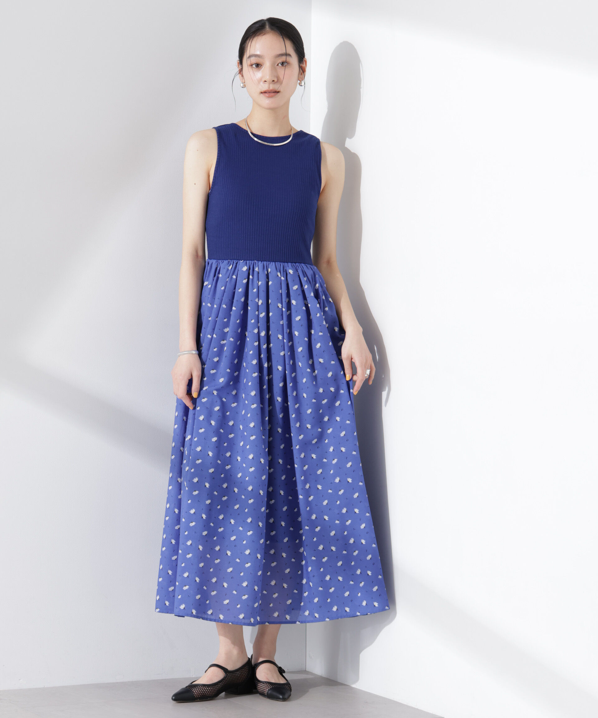 nano･universe「フラワープリントリブタンクワンピース」|ワンピース|