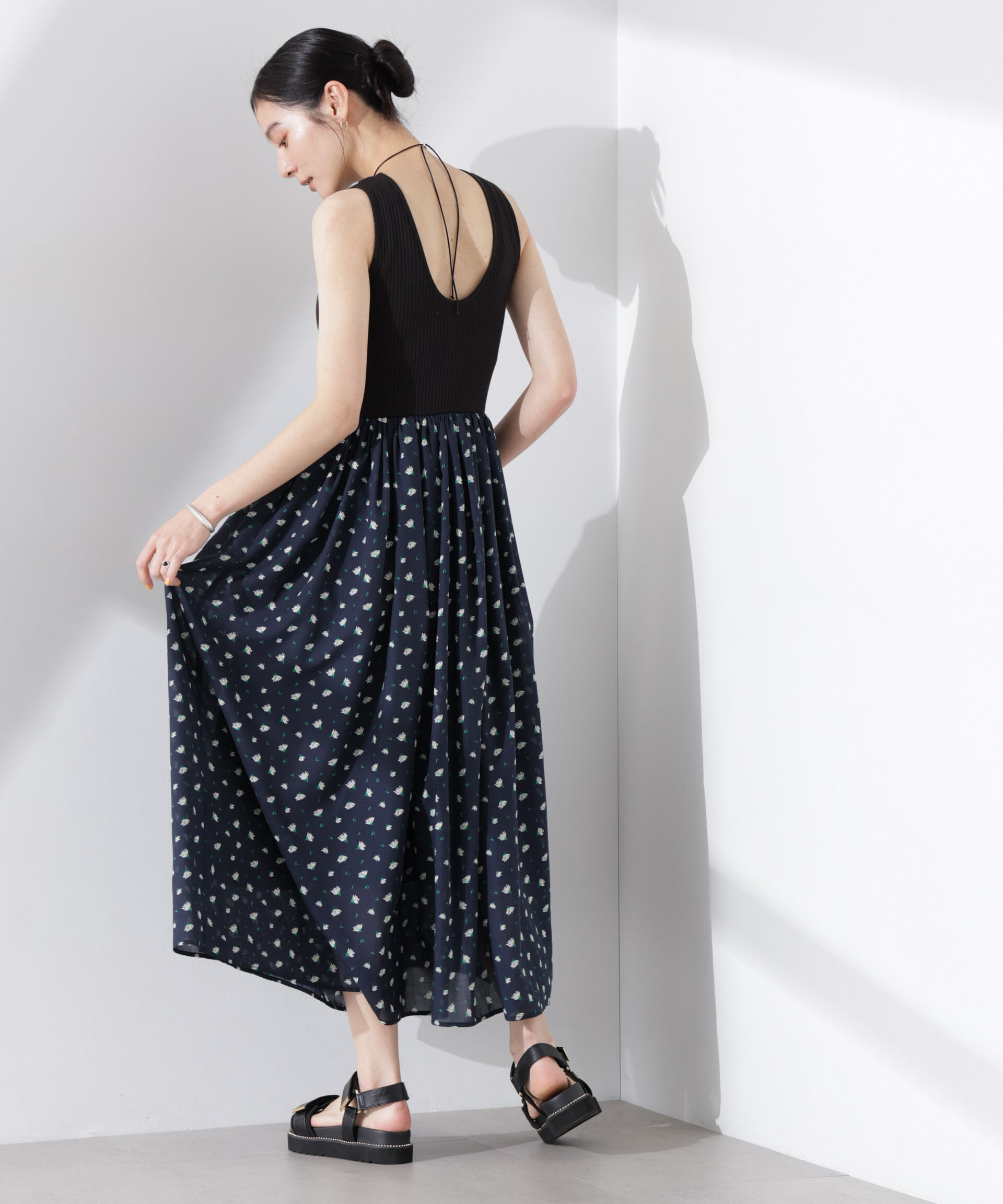 nano･universe「フラワープリントリブタンクワンピース」|ワンピース|