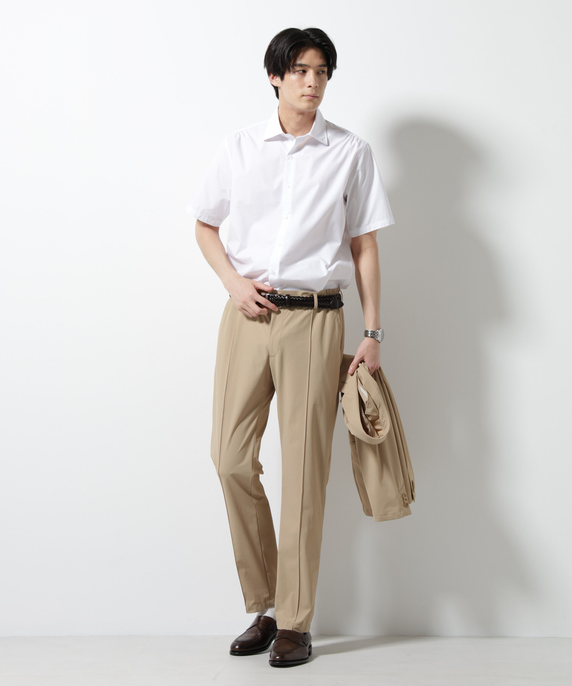 nano･universe「「N shirt」 速乾 セミワイドカラーシャツ半袖」|シャツ・ブラウス|