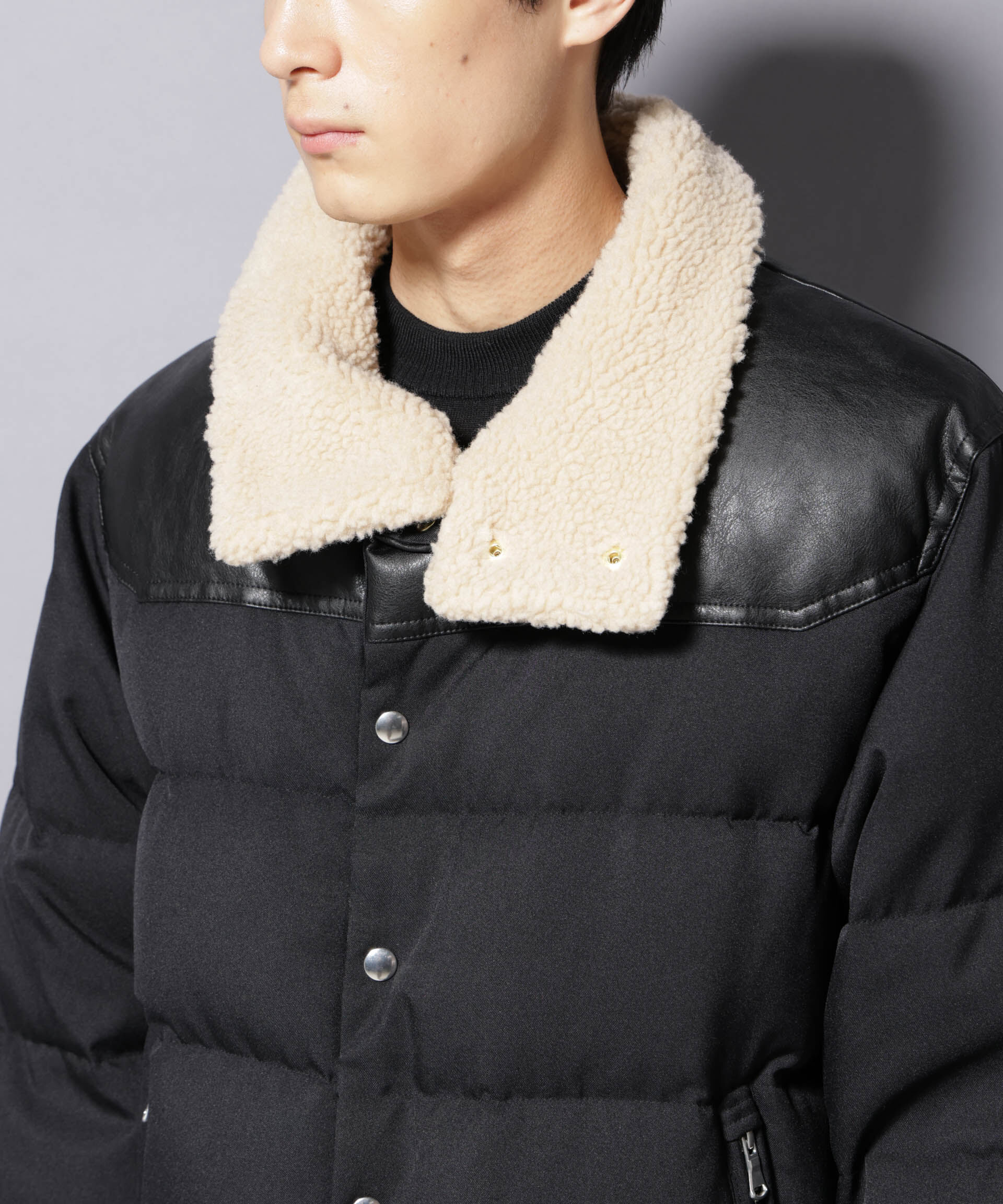 nano･universe「「西川ダウン(R)」ボアカラーサージショートダウン」|ダウン|