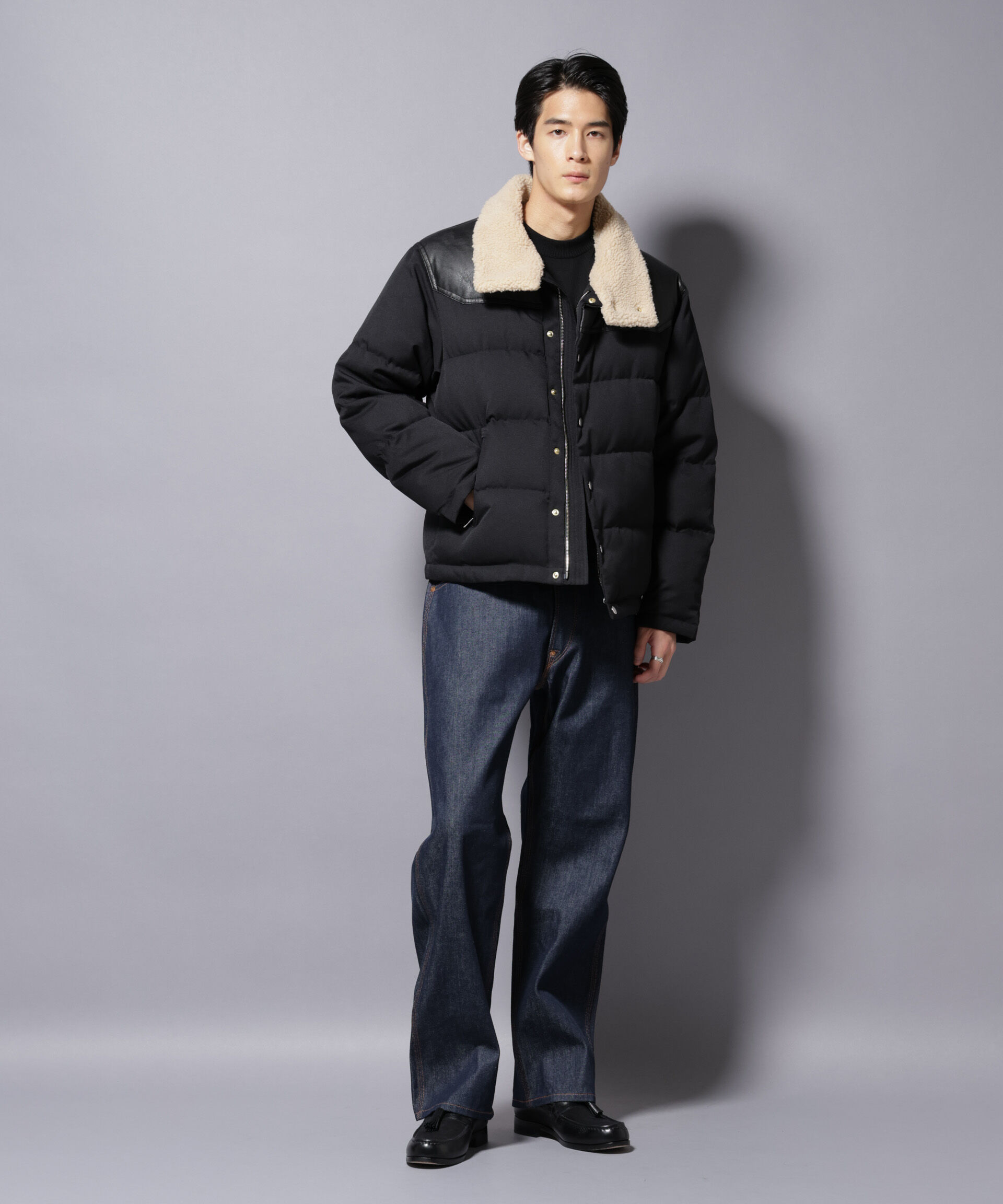 nano･universe「「西川ダウン(R)」ボアカラーサージショートダウン」|ダウン|