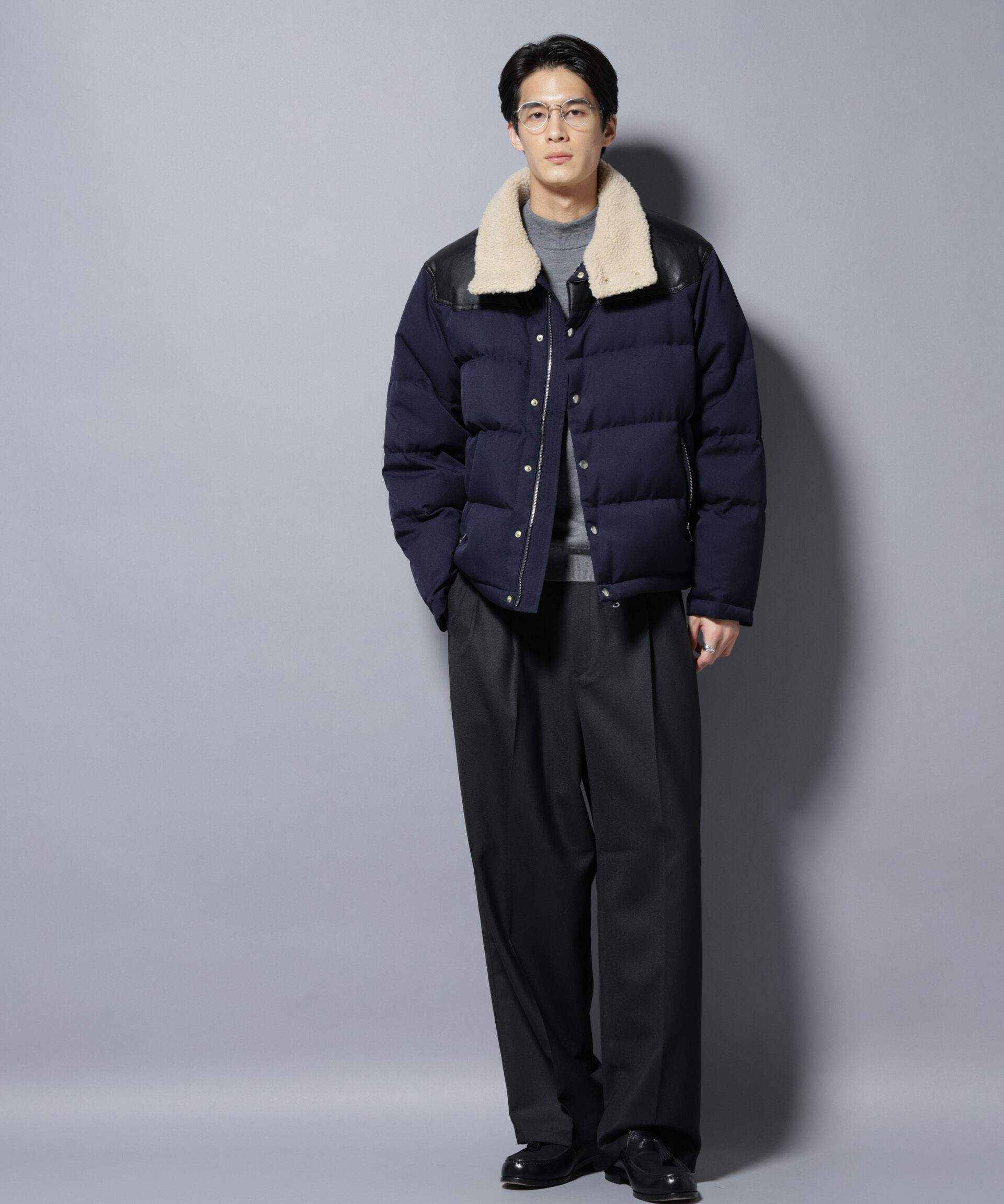 nano･universe「「西川ダウン(R)」ボアカラーサージショートダウン」|ダウン|