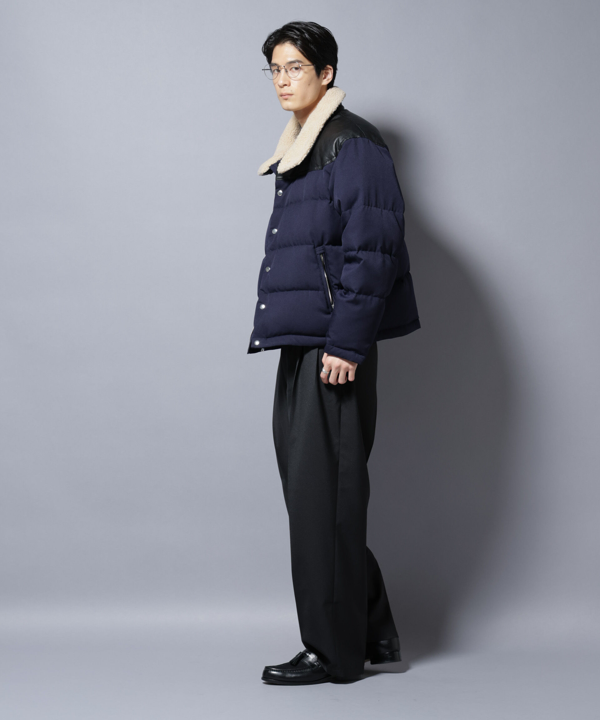 nano･universe「「西川ダウン(R)」ボアカラーサージショートダウン」|ダウン|