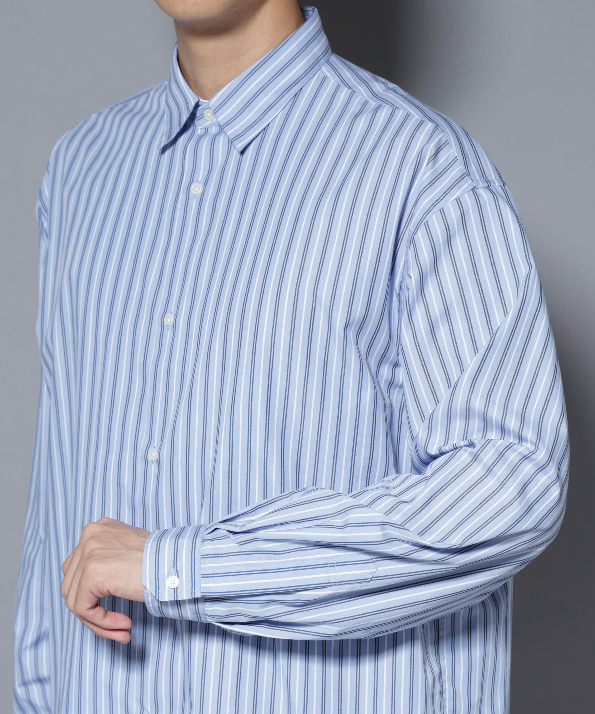 nano･universe「「大人のワイドシャツ」レギュラーカラー ストライプ長袖」|シャツ・ブラウス|