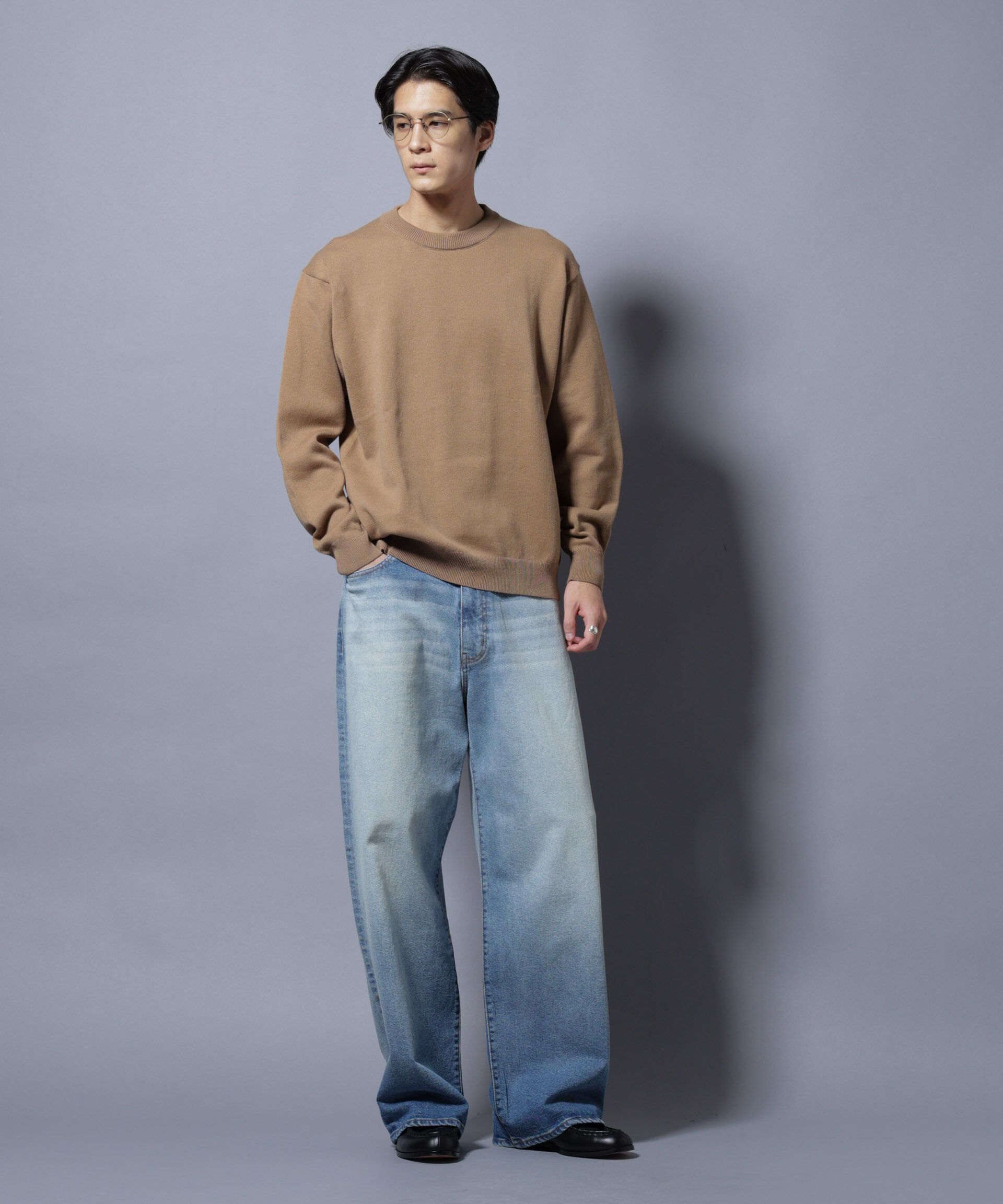 nano･universe「｢大人のｽｳｪｯﾄ｣ｺｯﾄﾝｽｳｪｯﾄﾗｲｸﾆｯﾄ ｴﾙﾎﾞｰﾊﾟｯ」|ニット・セーター|