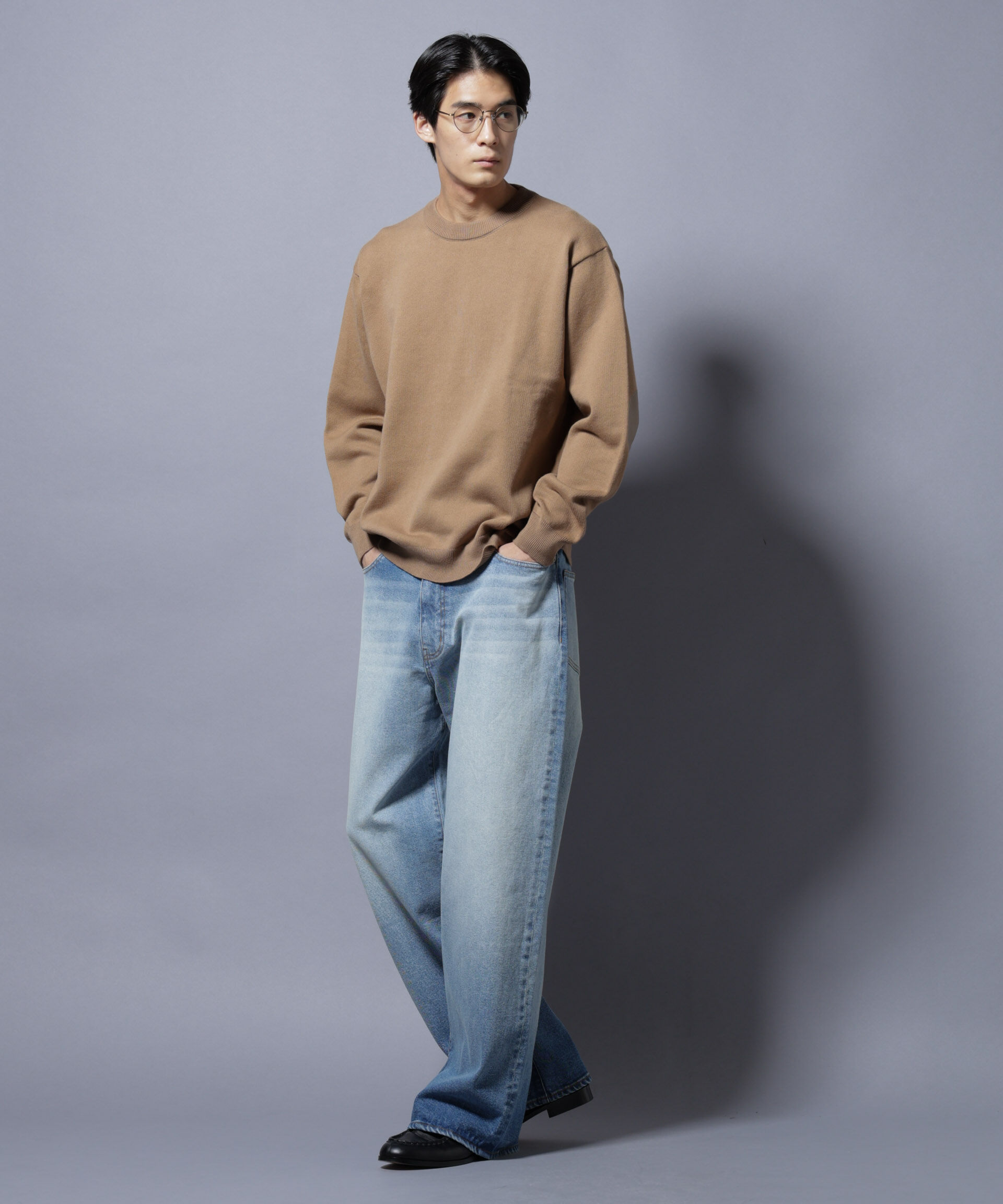 nano･universe「｢大人のｽｳｪｯﾄ｣ｺｯﾄﾝｽｳｪｯﾄﾗｲｸﾆｯﾄ ｴﾙﾎﾞｰﾊﾟｯ」|ニット・セーター|