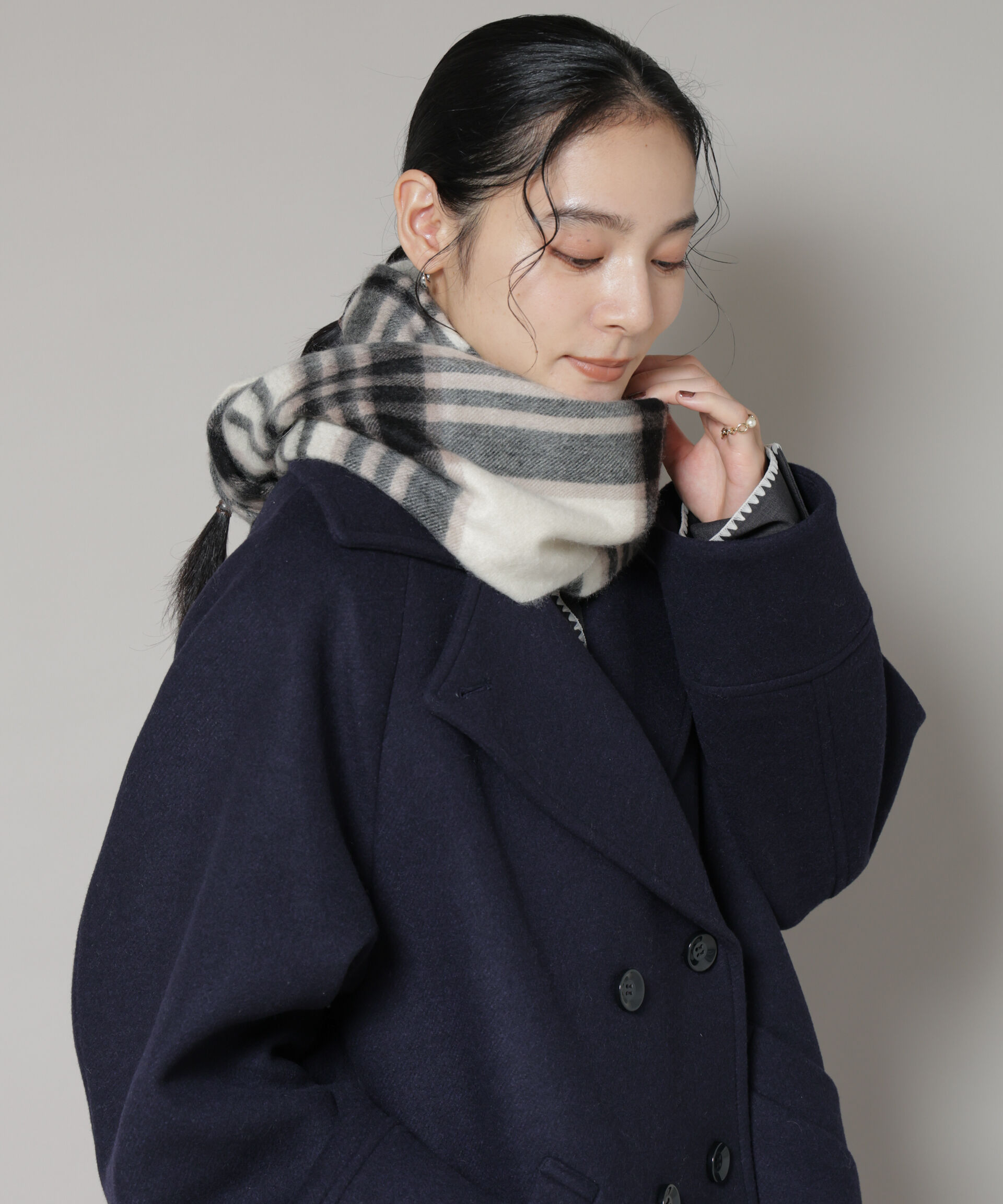nano･universe「カシミヤチェックストール」|マフラー|パターン1