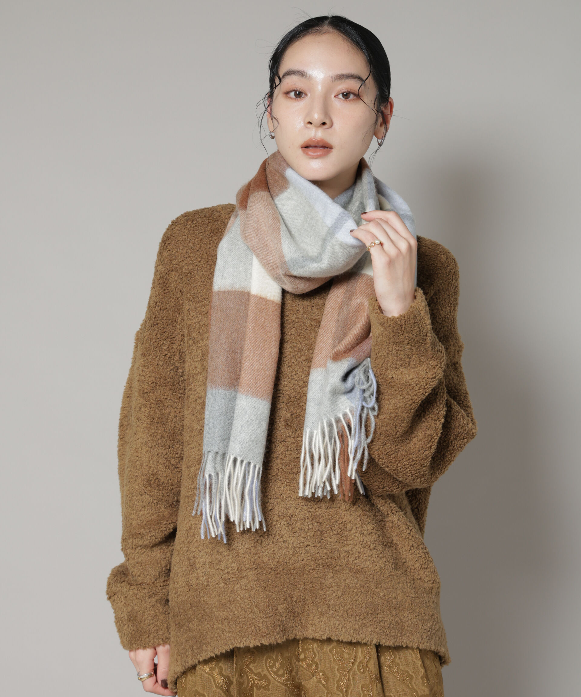 nano･universe「カシミヤチェックストール」|マフラー|パターン21