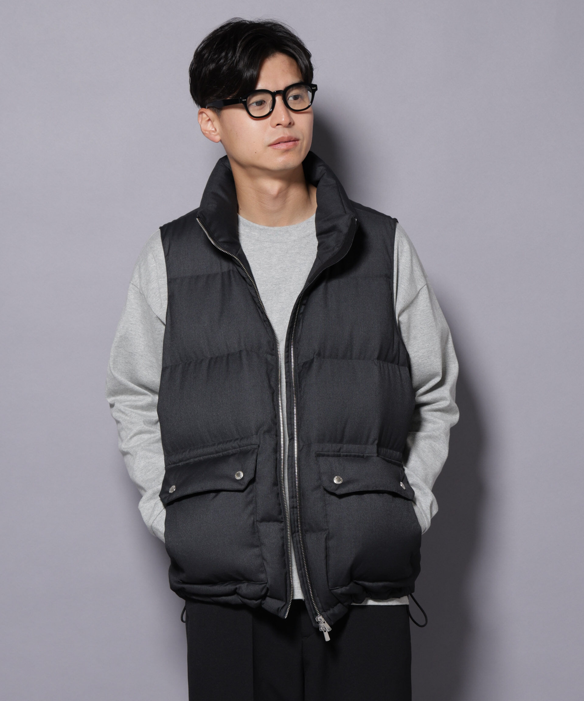 nano･universe「DELEGANTE エアリーサキソニー/グレンチェックTAIONダウンベスト」|ダウン|