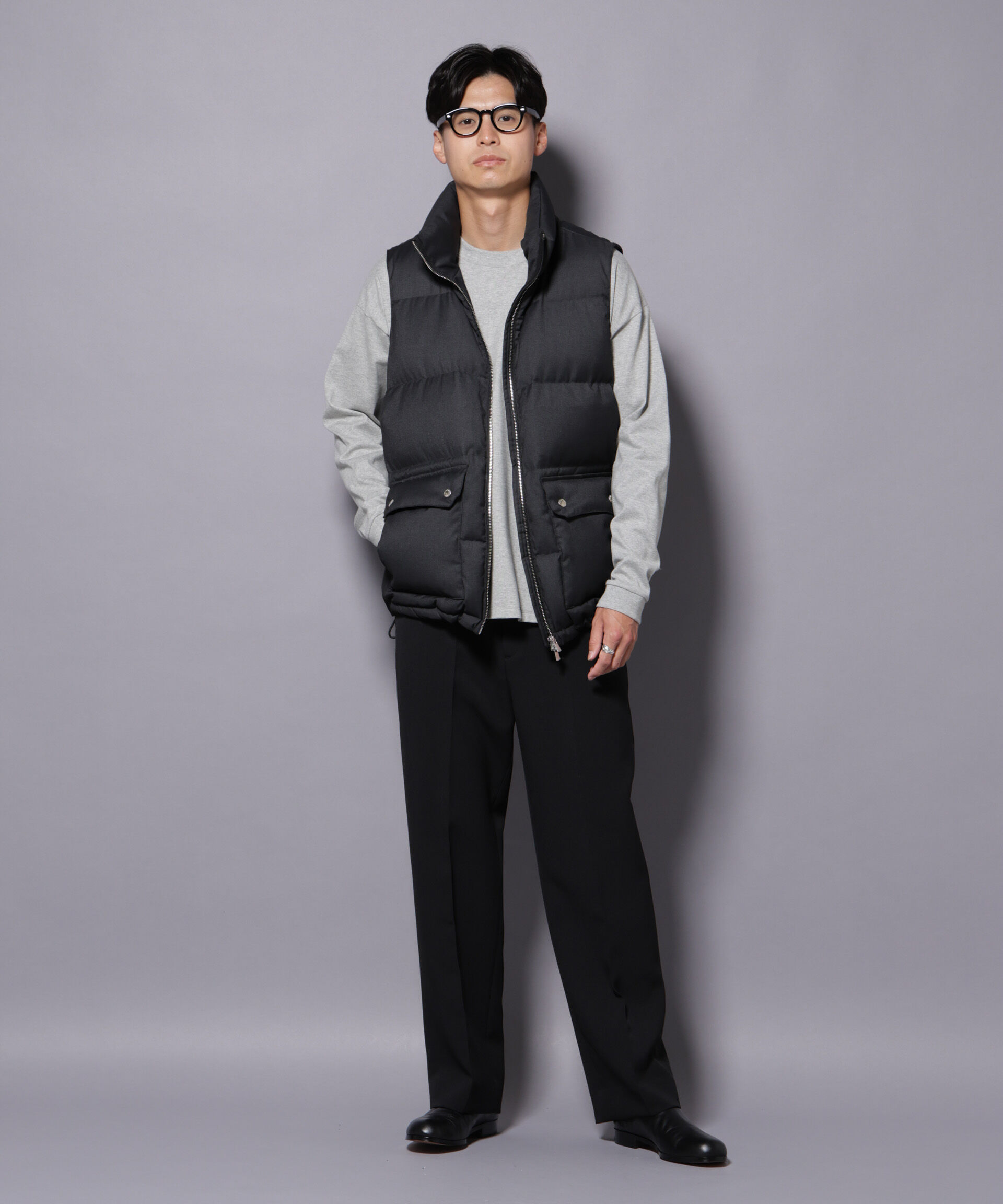 nano･universe「DELEGANTE エアリーサキソニー/グレンチェックTAIONダウンベスト」|ダウン|