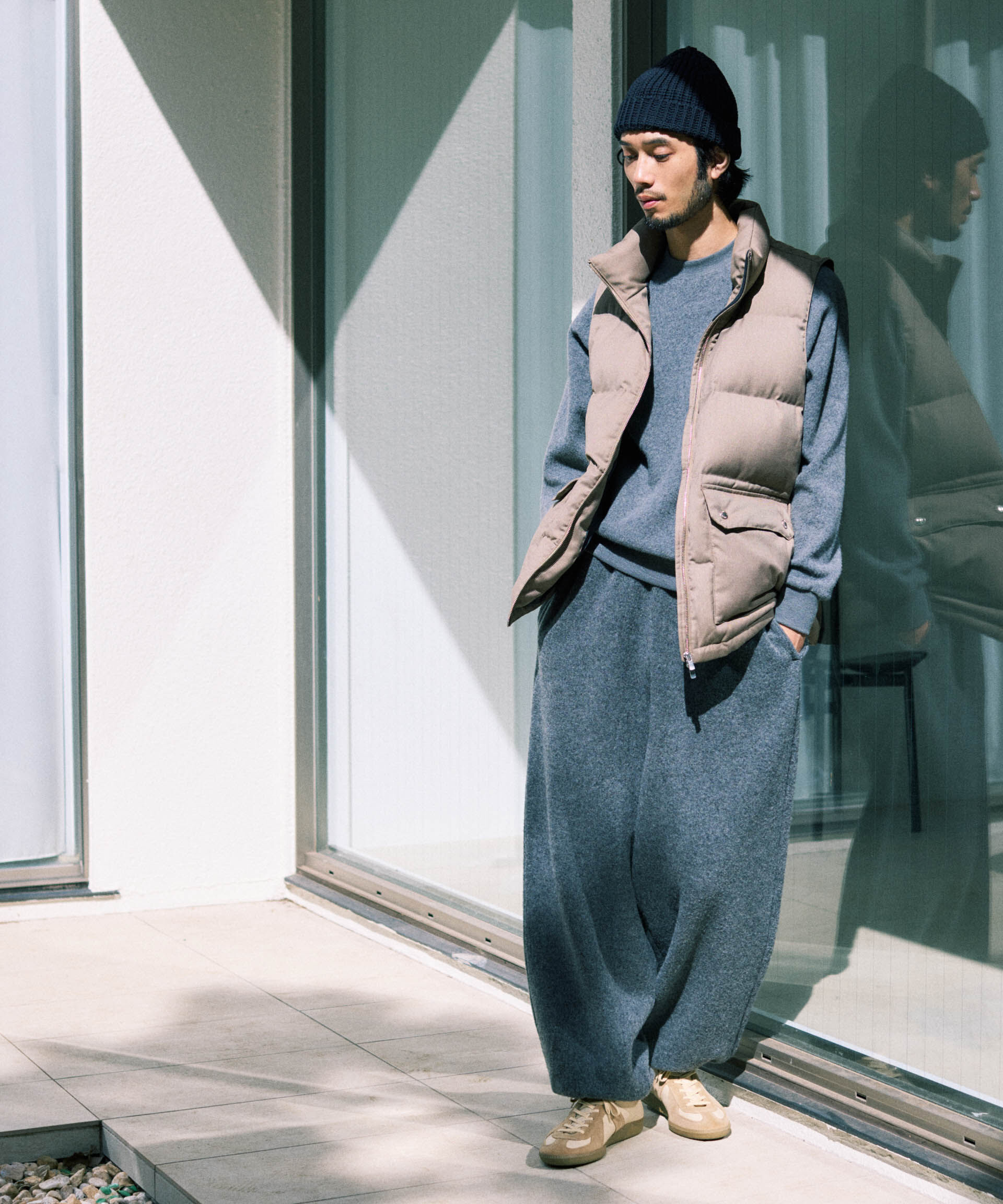 nano･universe「DELEGANTE エアリーサキソニー/グレンチェックTAIONダウンベスト」|ダウン|