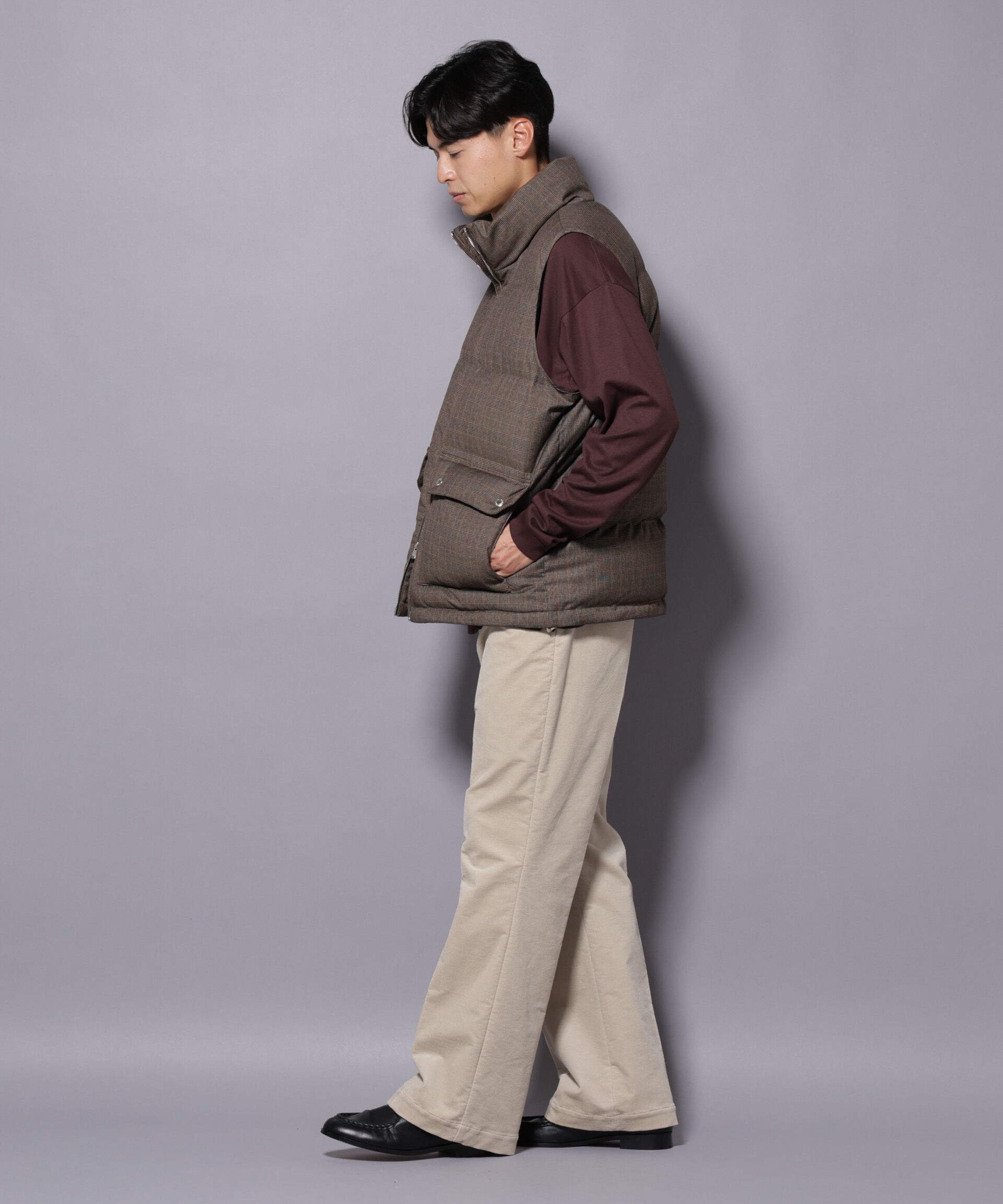 nano･universe「DELEGANTE エアリーサキソニー/グレンチェックTAIONダウンベスト」|ダウン|