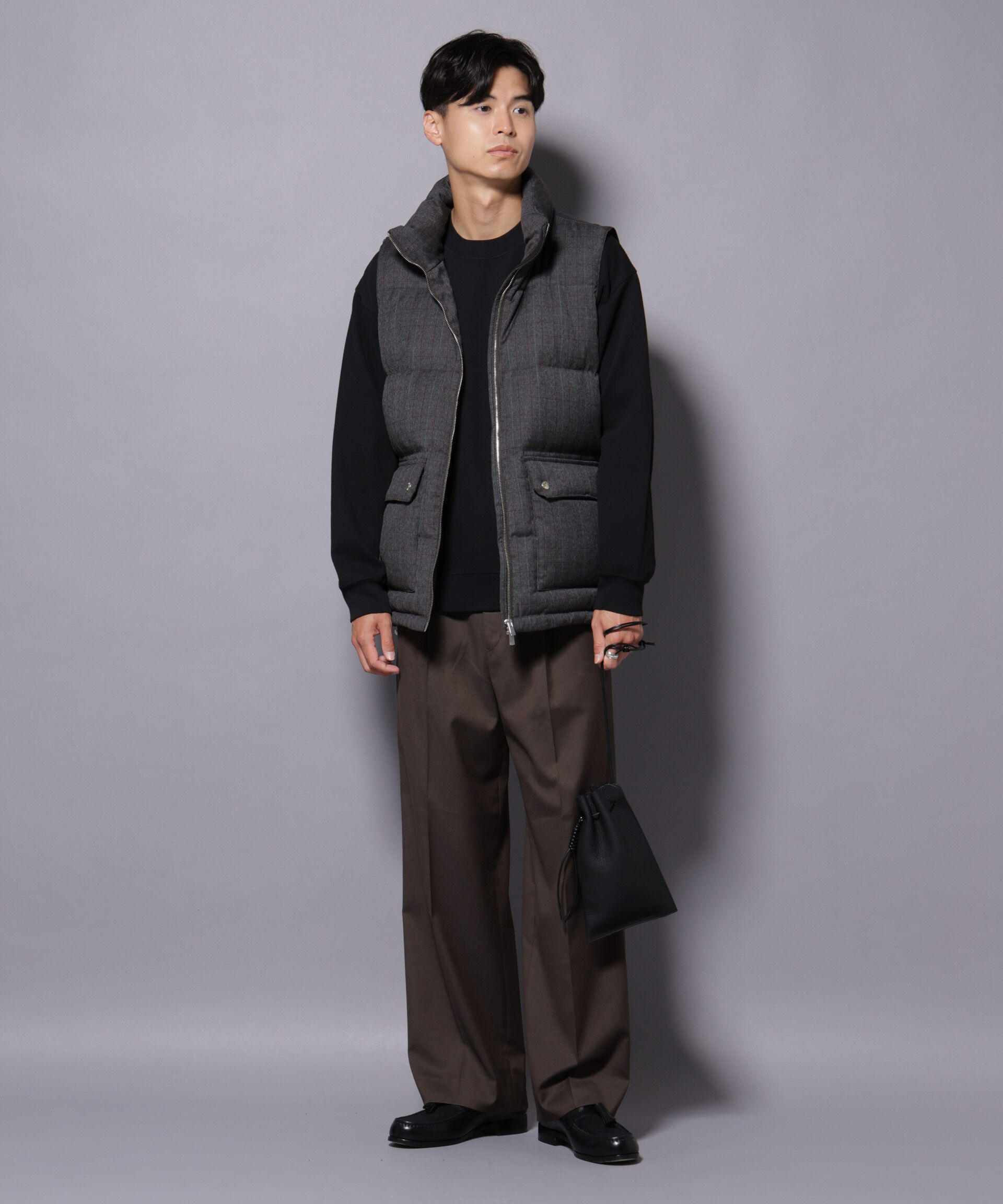 nano･universe「DELEGANTE エアリーサキソニー/グレンチェックTAIONダウンベスト」|ダウン|