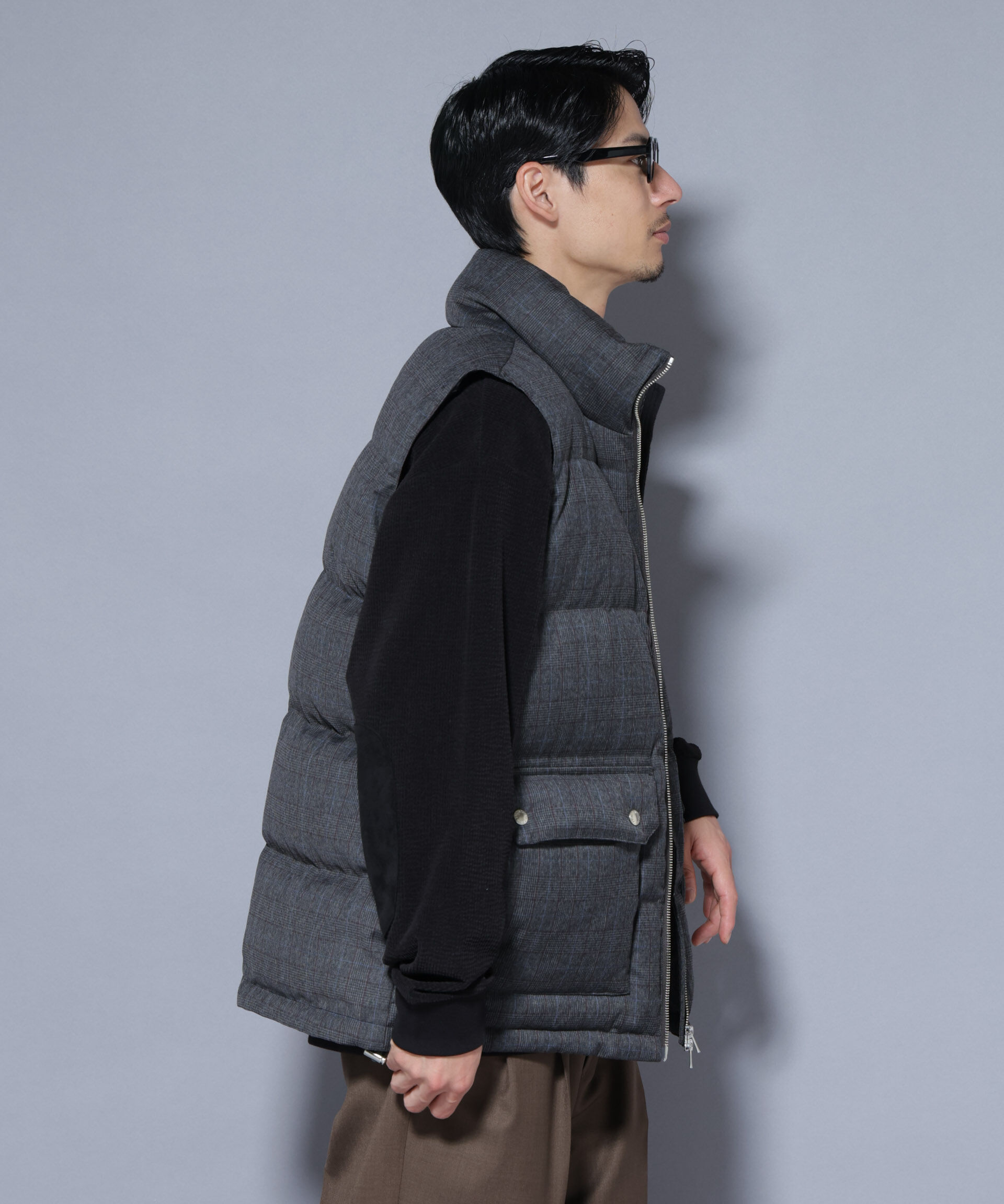 nano･universe「DELEGANTE エアリーサキソニー/グレンチェックTAIONダウンベスト」|ダウン|