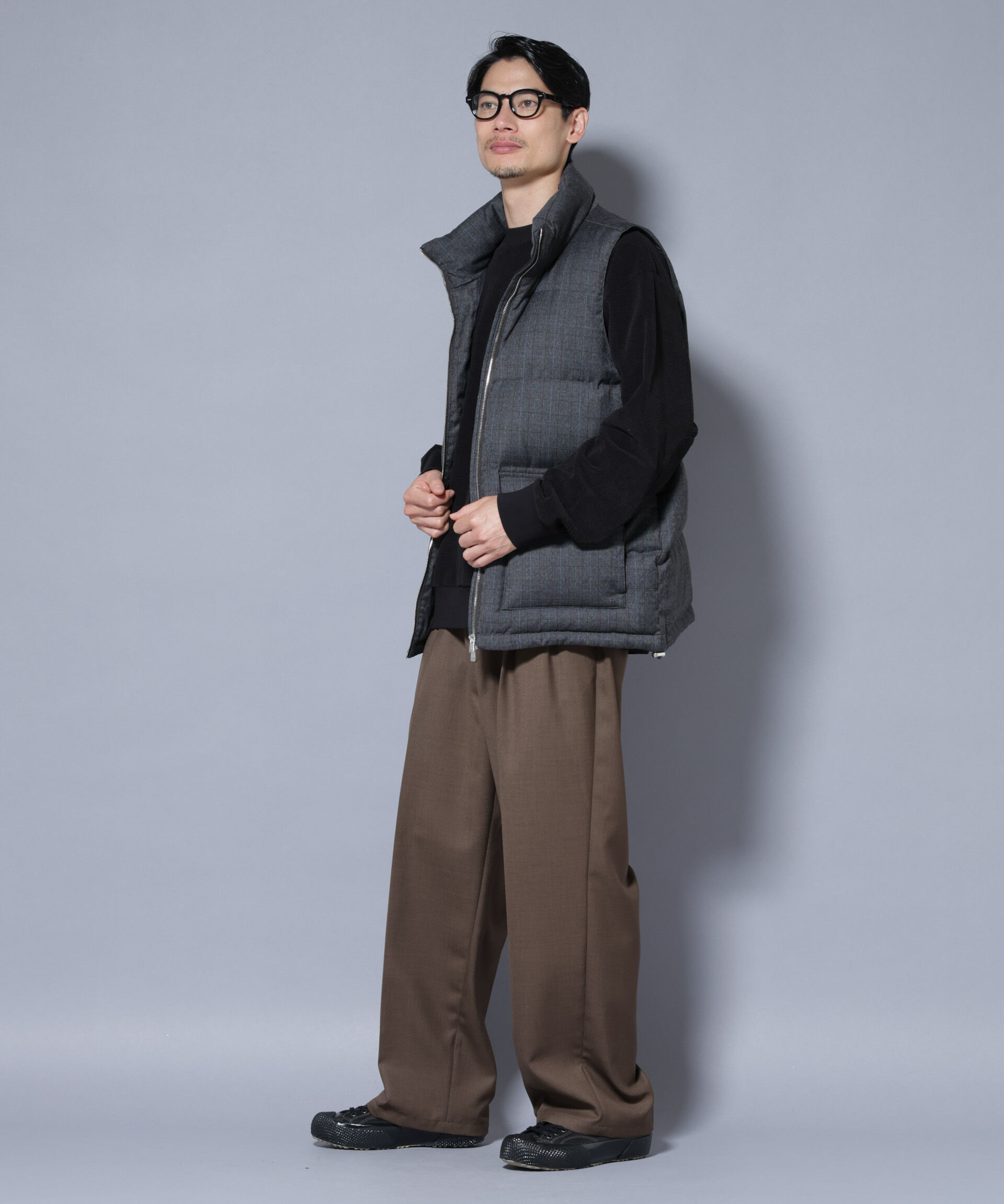 nano･universe「DELEGANTE エアリーサキソニー/グレンチェックTAIONダウンベスト」|ダウン|