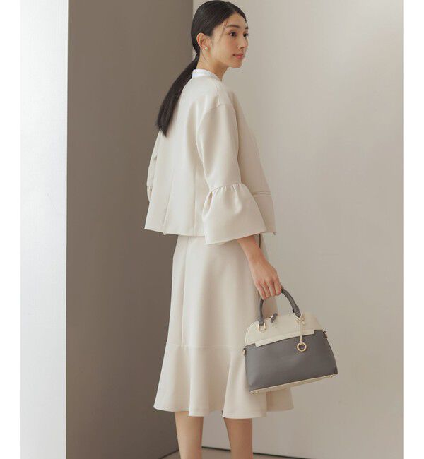 組曲「【KUMIKYOKU NAVY】コンフォータブルドレープ フレアスリーブジャケット」|ノーカラージャケット|